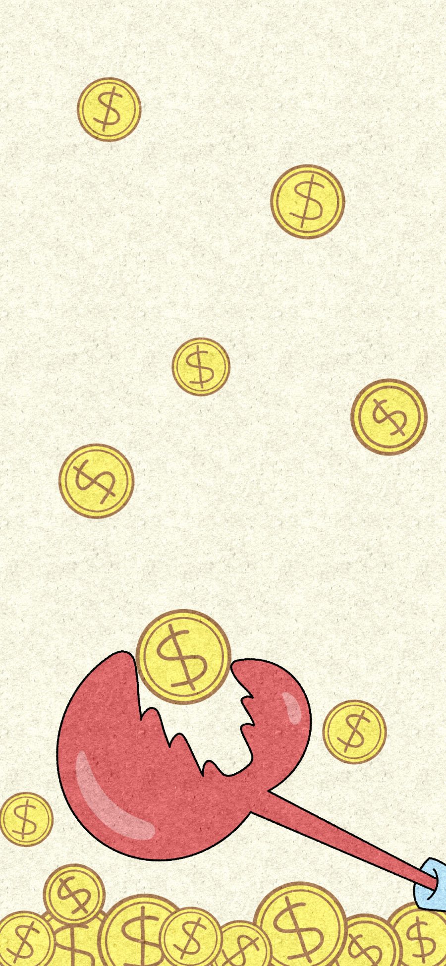 [2436×1125]动画 海绵宝宝 蟹老板 金币（取自微博：一棵萝卜胡 ​​）​ 苹果手机动漫壁纸图片