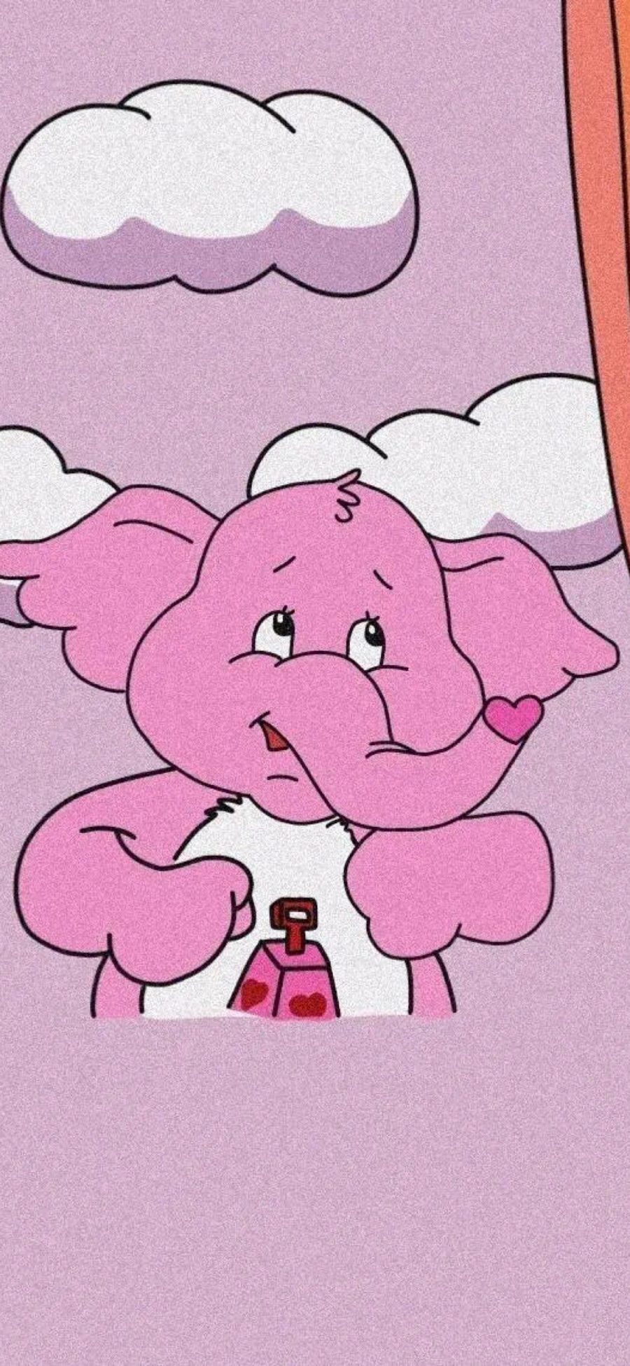[2436×1125]动画 爱心熊 大象 梦梦 粉色 苹果手机动漫壁纸图片