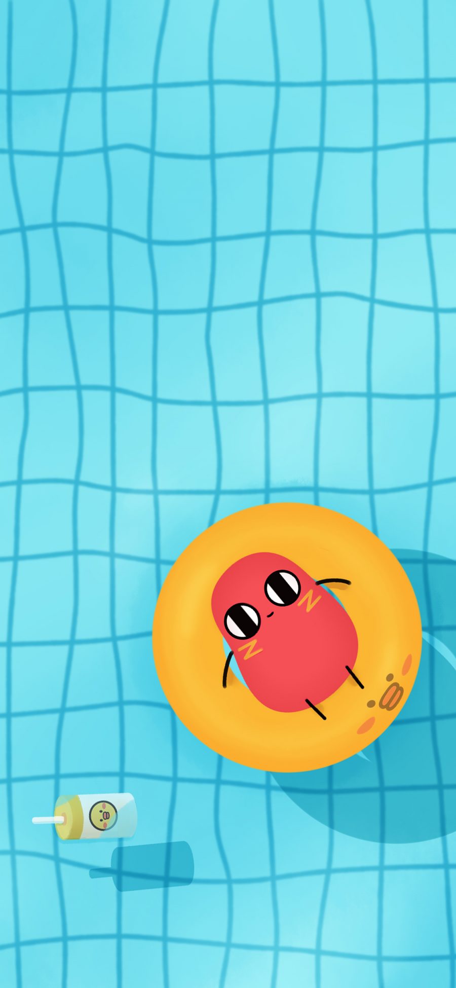 [2436×1125]动画 请吃红小豆吧 插画 泳池 苹果手机动漫壁纸图片