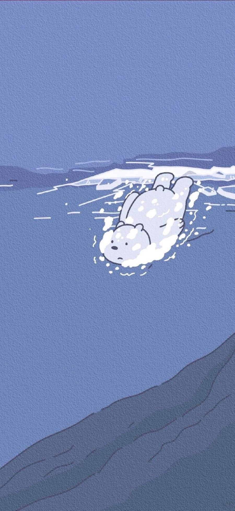 [2436×1125]动画片 咱们裸熊 白熊 潜水 苹果手机动漫壁纸图片