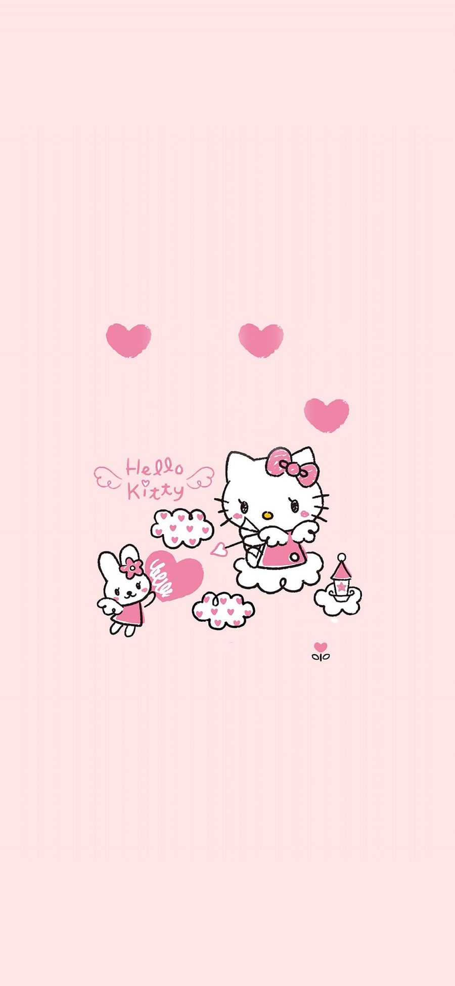 [2436×1125]卡通 Hello Kitty 凯特猫 粉色 爱心 苹果手机动漫壁纸图片