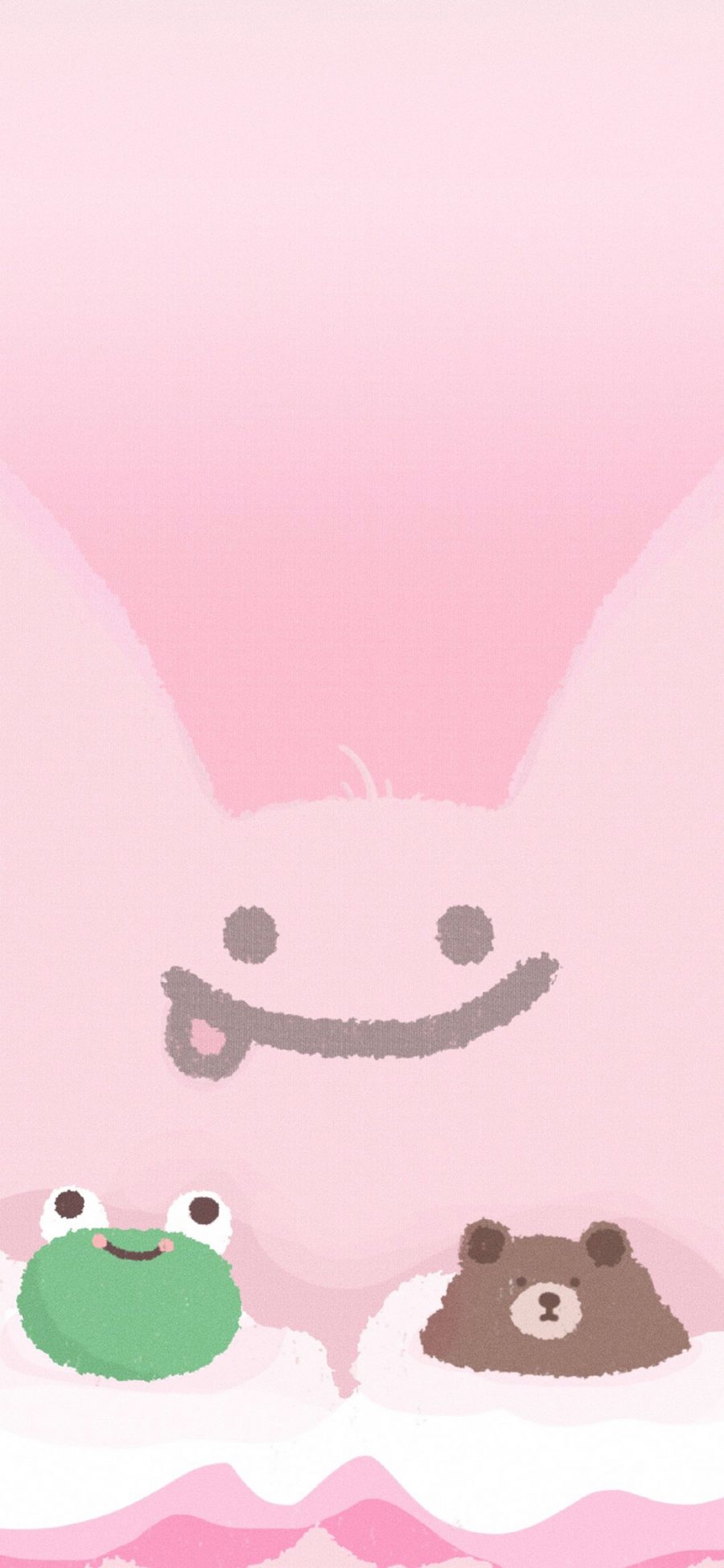 [2436×1125]卡通  萌物 青蛙 小熊 粉色 苹果手机动漫壁纸图片
