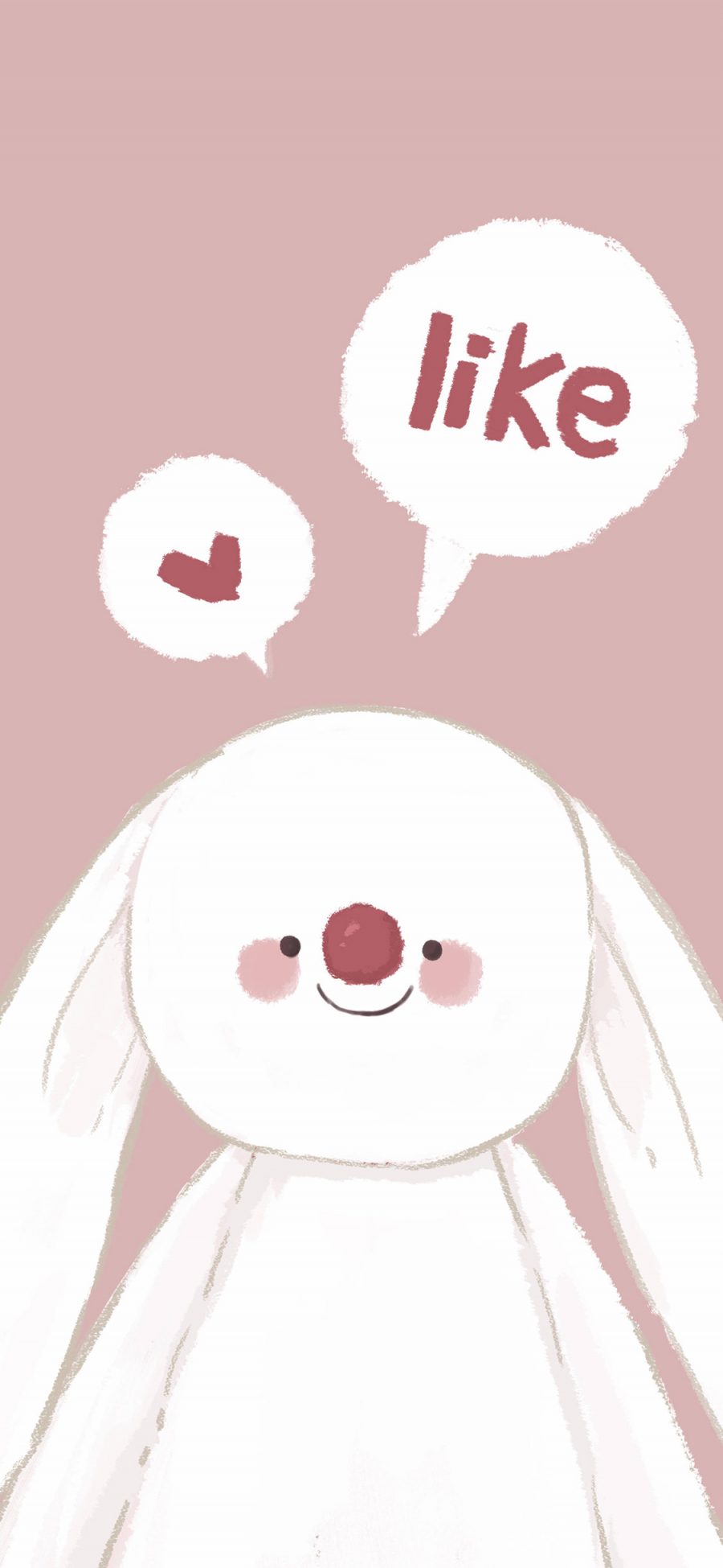 [2436×1125]卡通 兔子 like 爱心 苹果手机动漫壁纸图片
