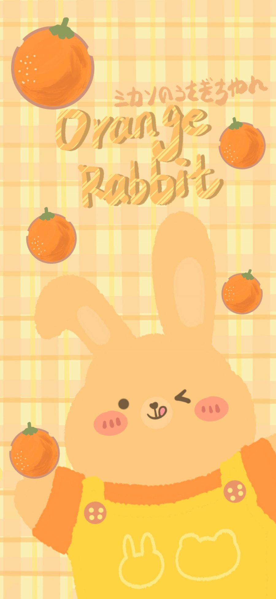 [2436×1125]卡通 兔子 rabbit 橘子 苹果手机动漫壁纸图片