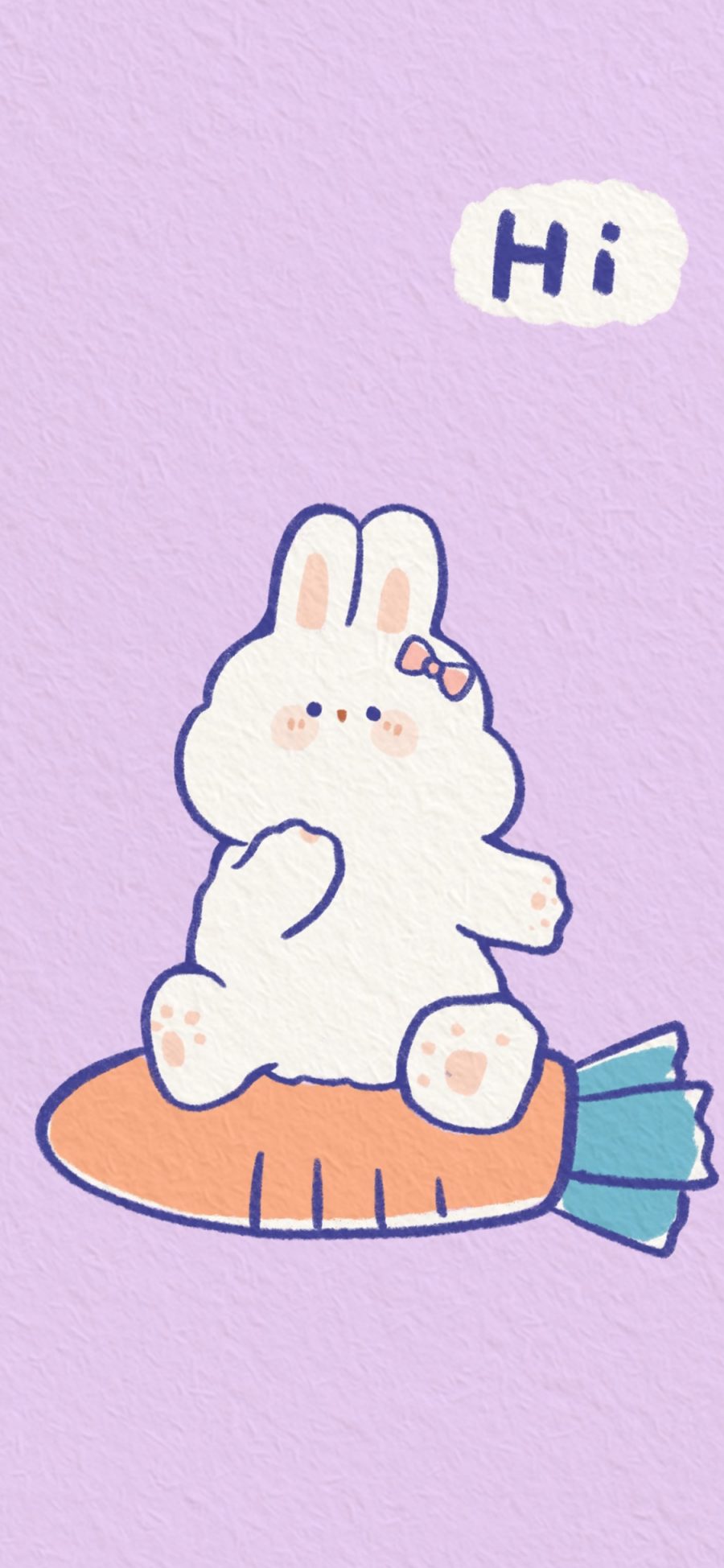 [2436×1125]卡通 兔子 可爱 胡萝卜 hi 苹果手机动漫壁纸图片