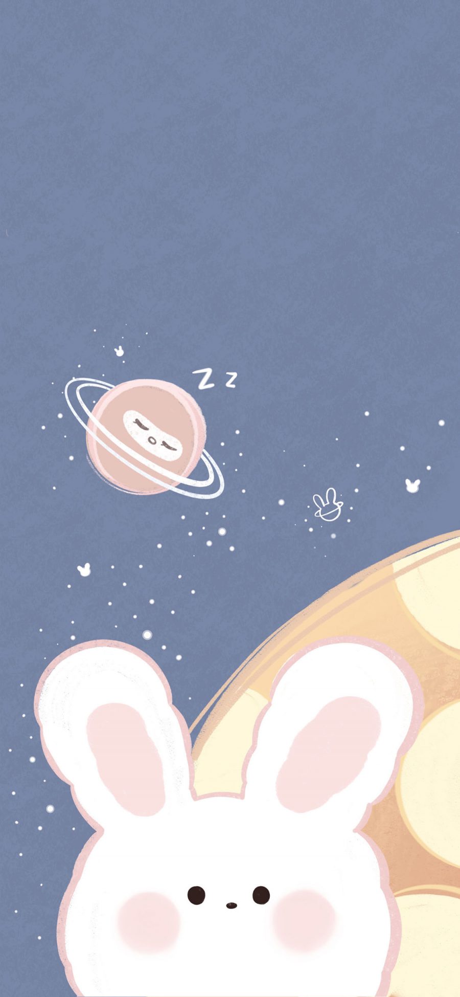 [2436×1125]卡通 兔子 星球 可爱 苹果手机动漫壁纸图片