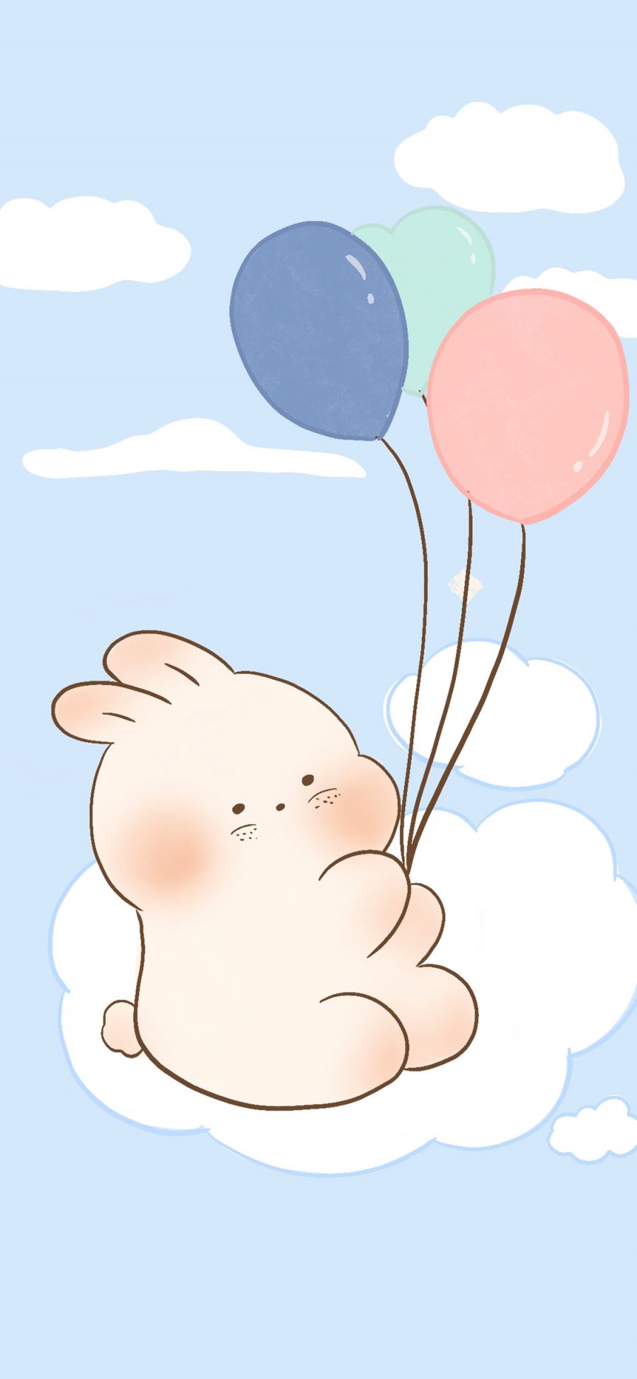 [2436×1125]卡通 兔子 气球 可爱（取自微博：寄喜饼给你喔） 苹果手机动漫壁纸图片