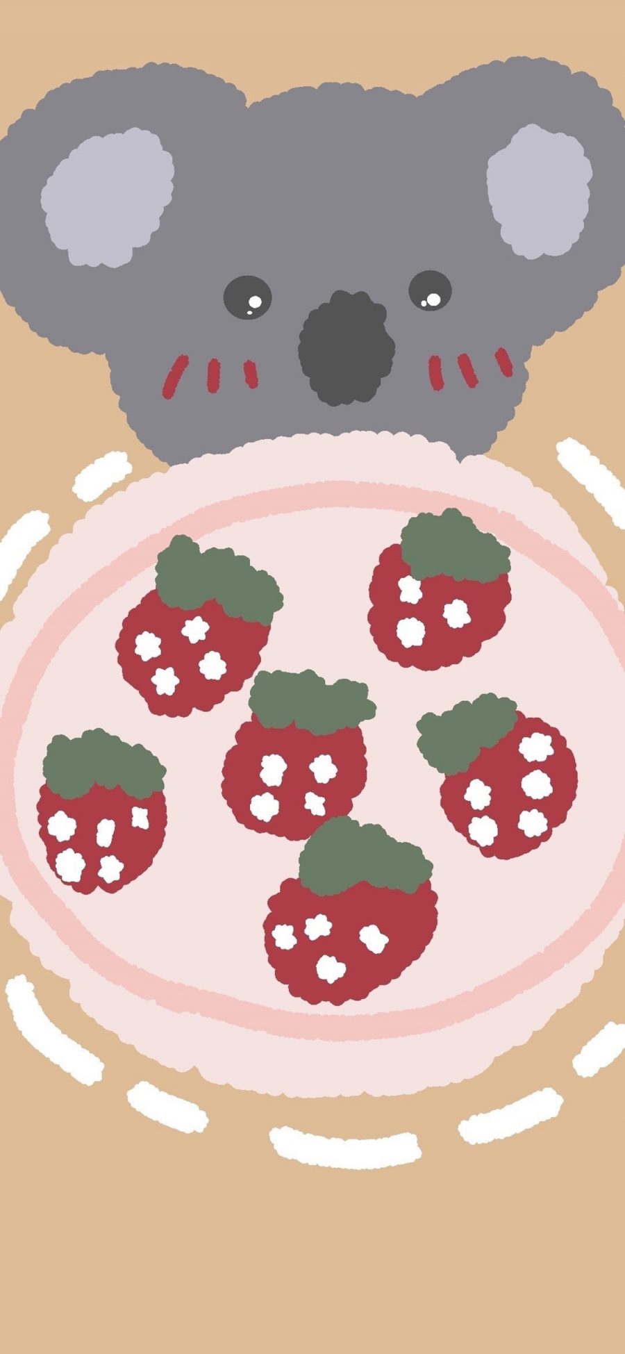 [2436×1125]卡通 动物 考拉 草莓 苹果手机动漫壁纸图片