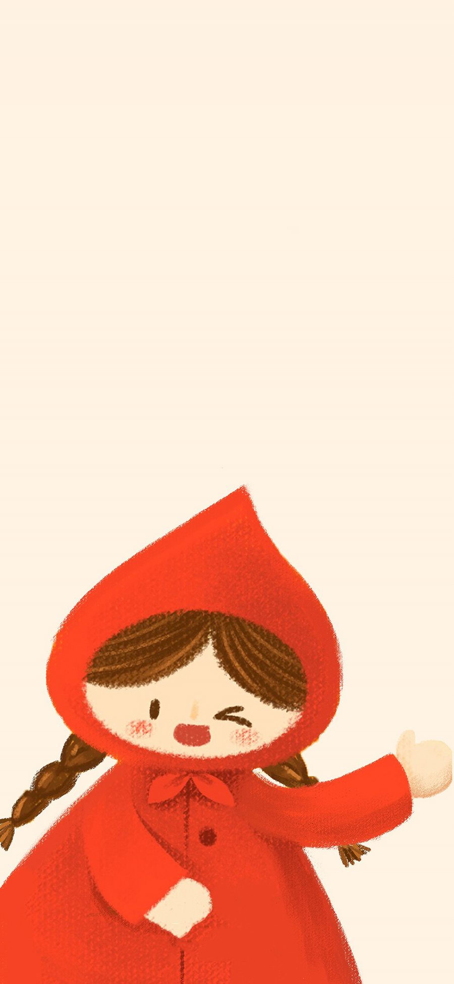[2436×1125]卡通 可爱 小红帽 女孩 苹果手机动漫壁纸图片