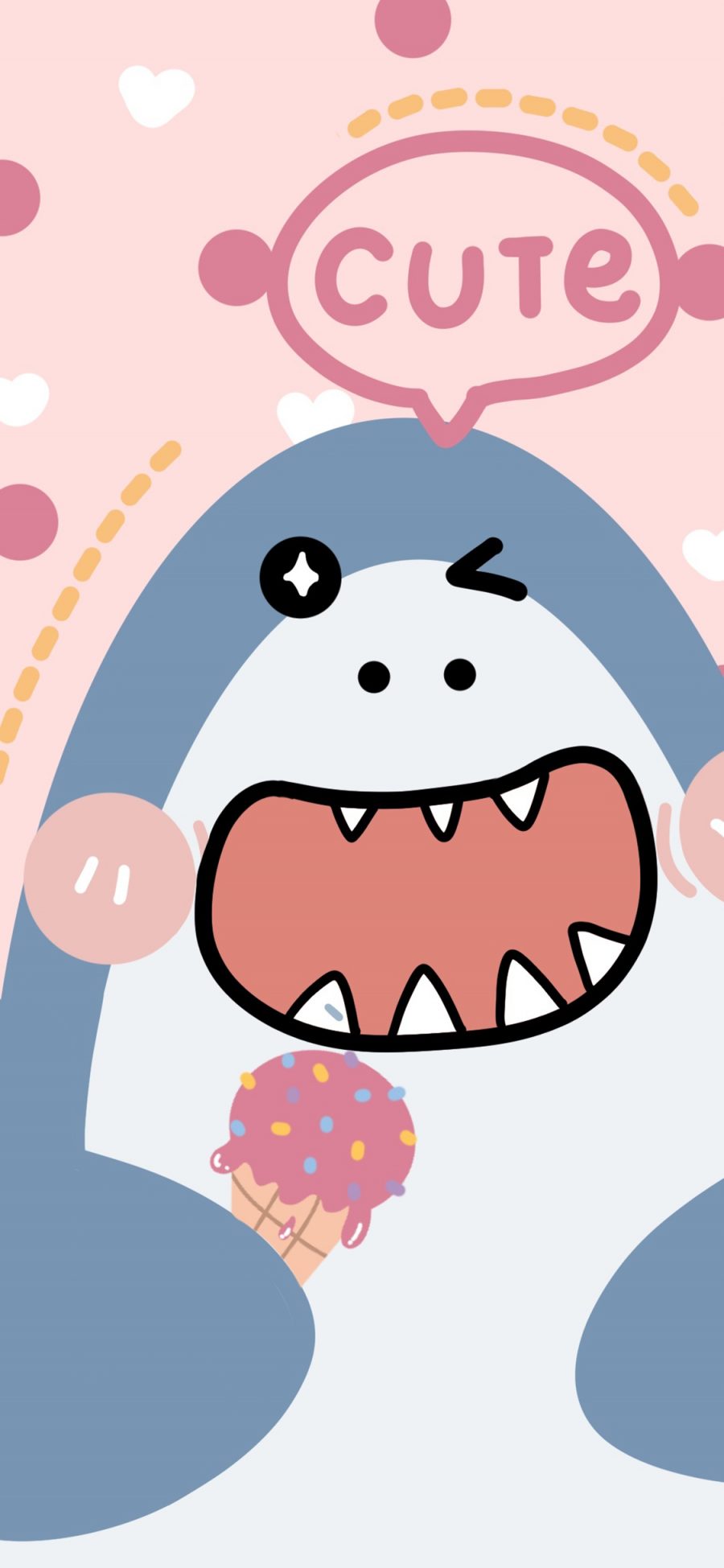 [2436×1125]卡通 可爱 鲨鱼 cute 苹果手机动漫壁纸图片