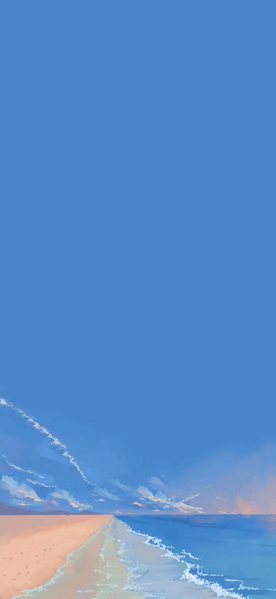 [2436×1125]卡通 场景 海景 蓝色 苹果手机动漫壁纸图片