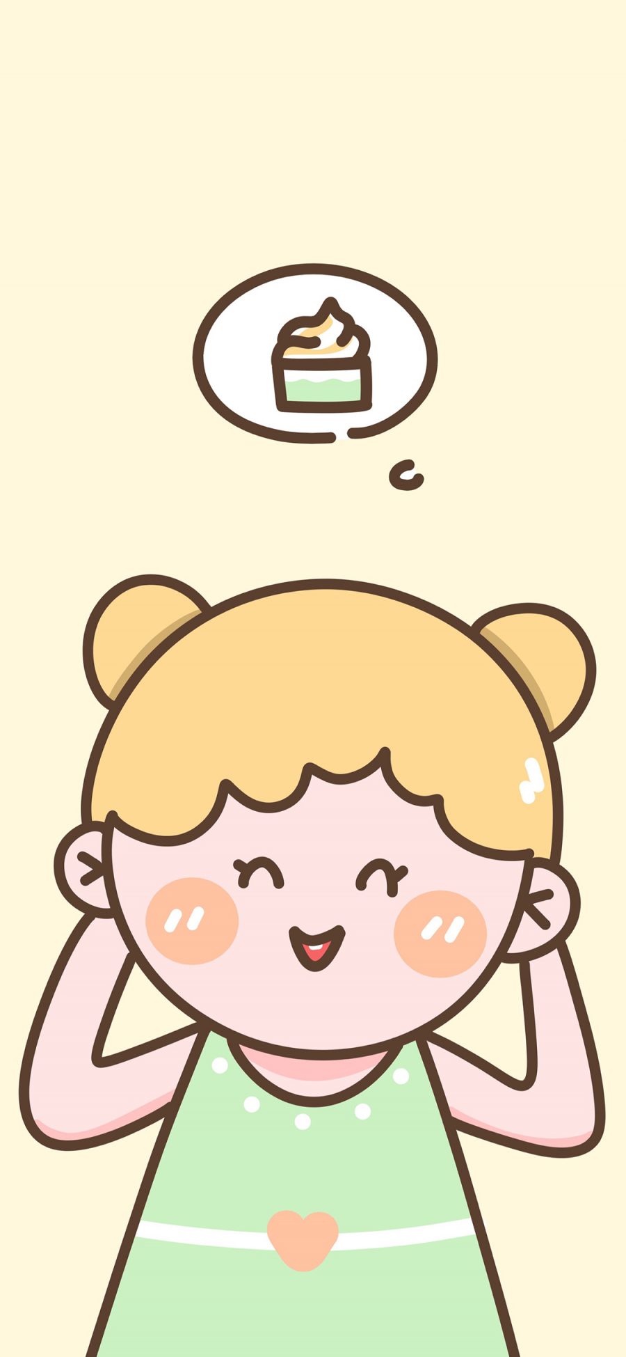 [2436×1125]卡通 女孩 丸子头 蛋糕 苹果手机动漫壁纸图片
