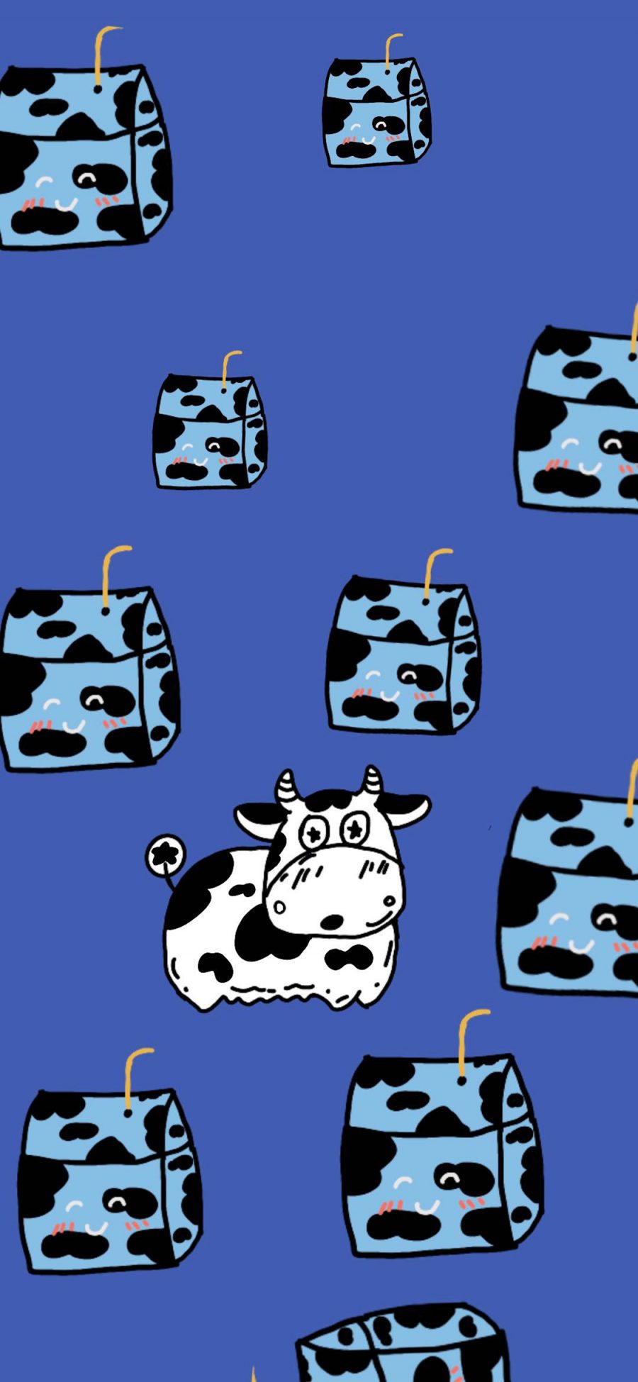[2436×1125]卡通 奶牛 牛奶 平铺 苹果手机动漫壁纸图片