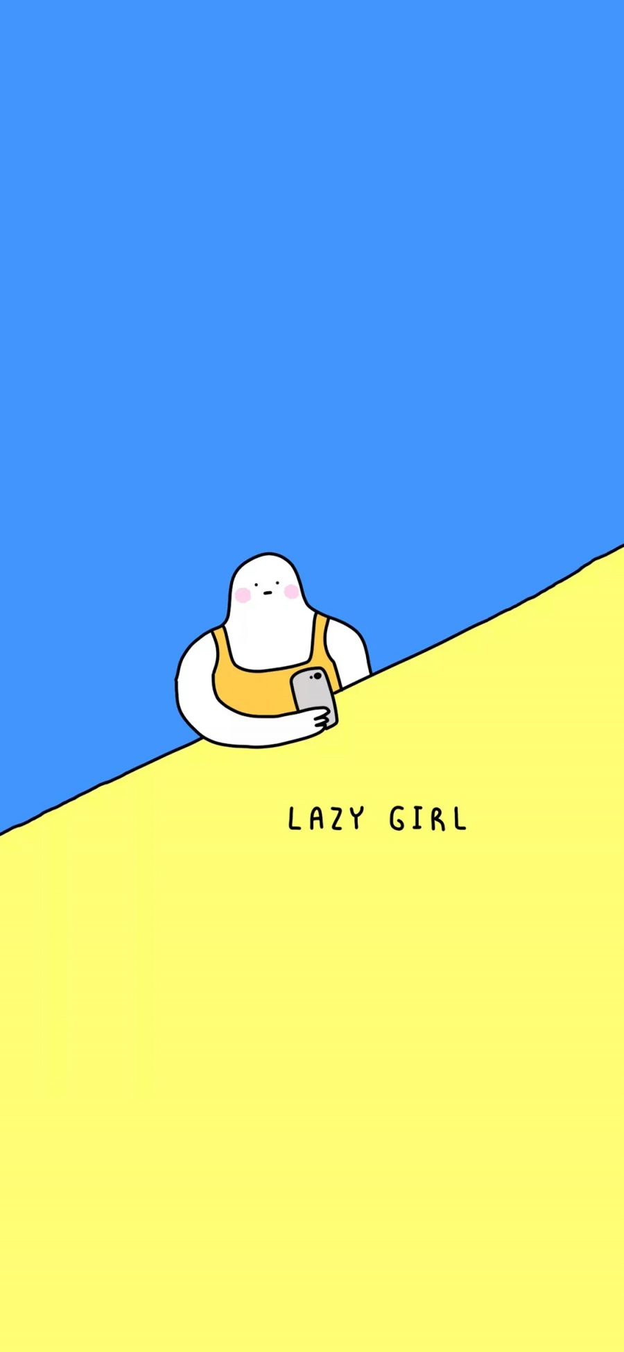 [2436×1125]卡通 小人 色彩拼接 lazy girl 苹果手机动漫壁纸图片