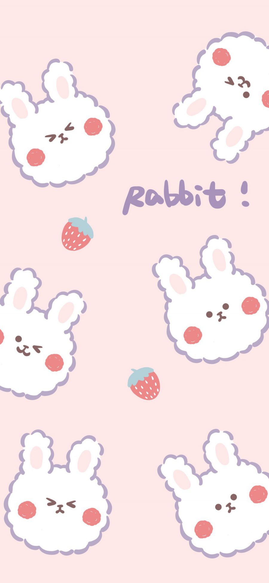 [2436×1125]卡通 小兔子 Rabbit 平铺（取自微博：奶鹿-JUNE1） 苹果手机动漫壁纸图片