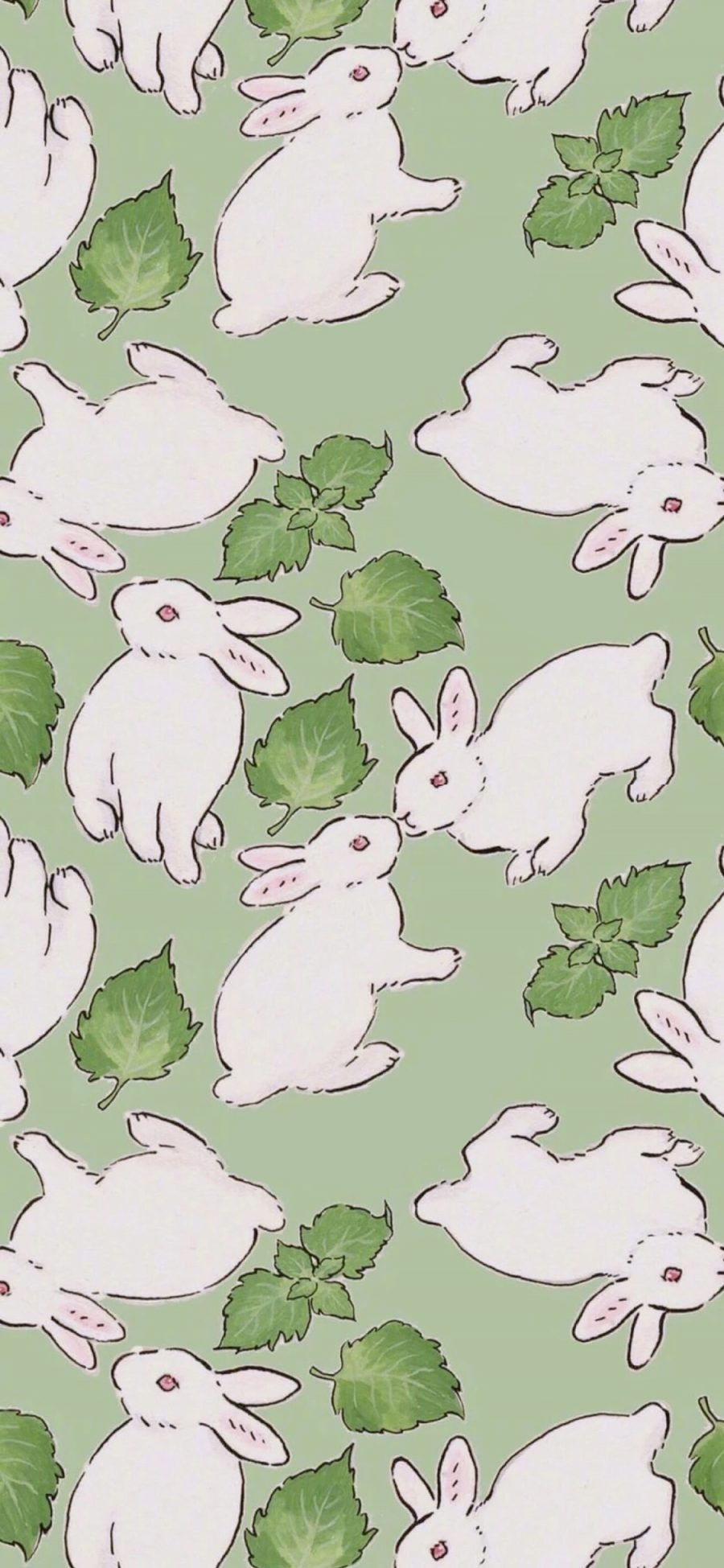[2436×1125]卡通 小兔子 可爱 平铺 苹果手机动漫壁纸图片