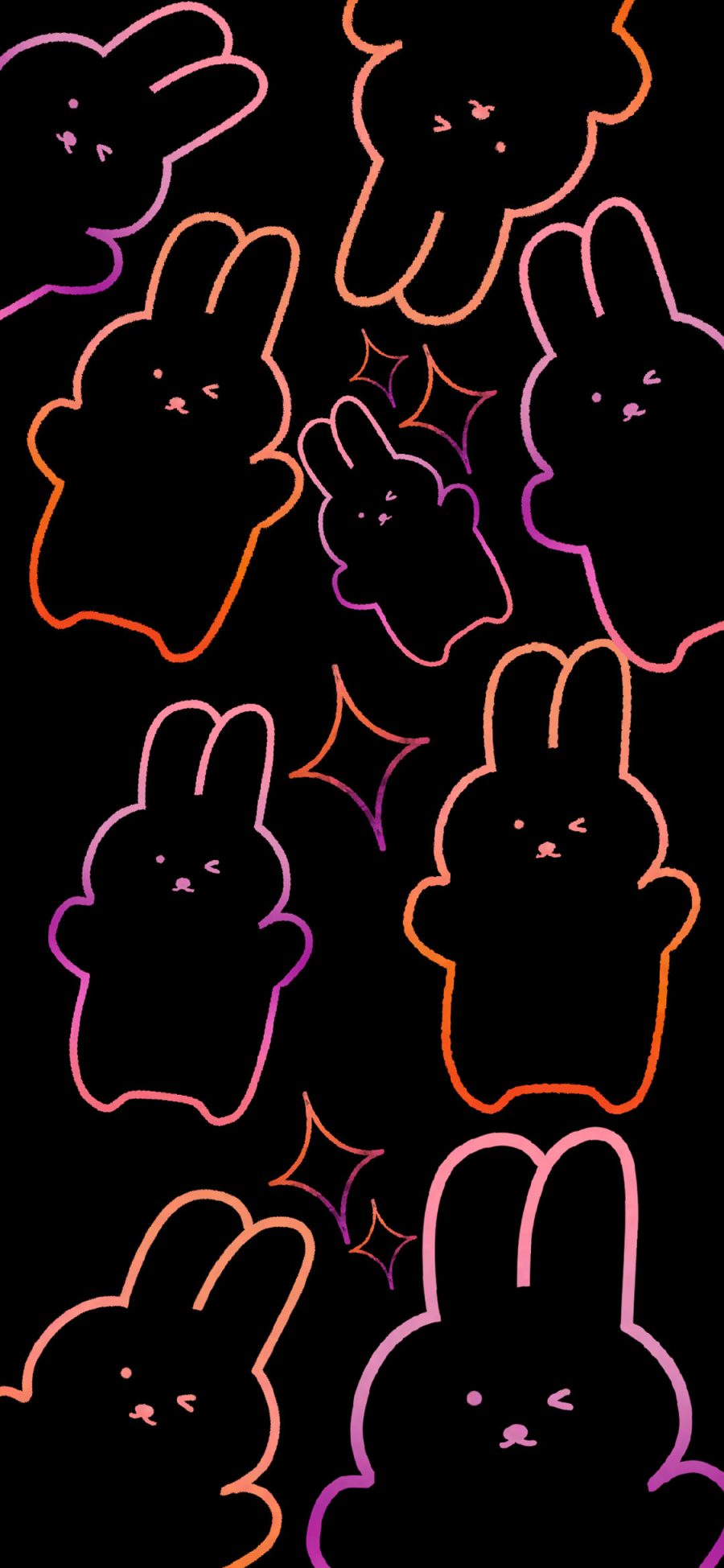 [2436×1125]卡通 小兔子 平铺 作者：PPolarIIIce- ​​​ 苹果手机动漫壁纸图片