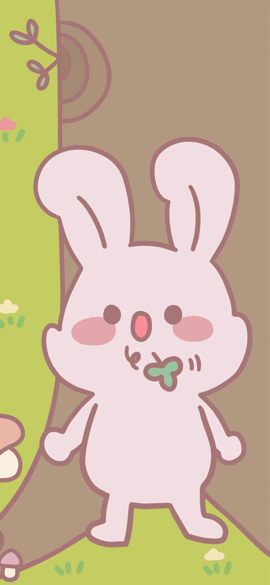 [2436×1125]卡通 小兔子 粉色 可爱 苹果手机动漫壁纸图片