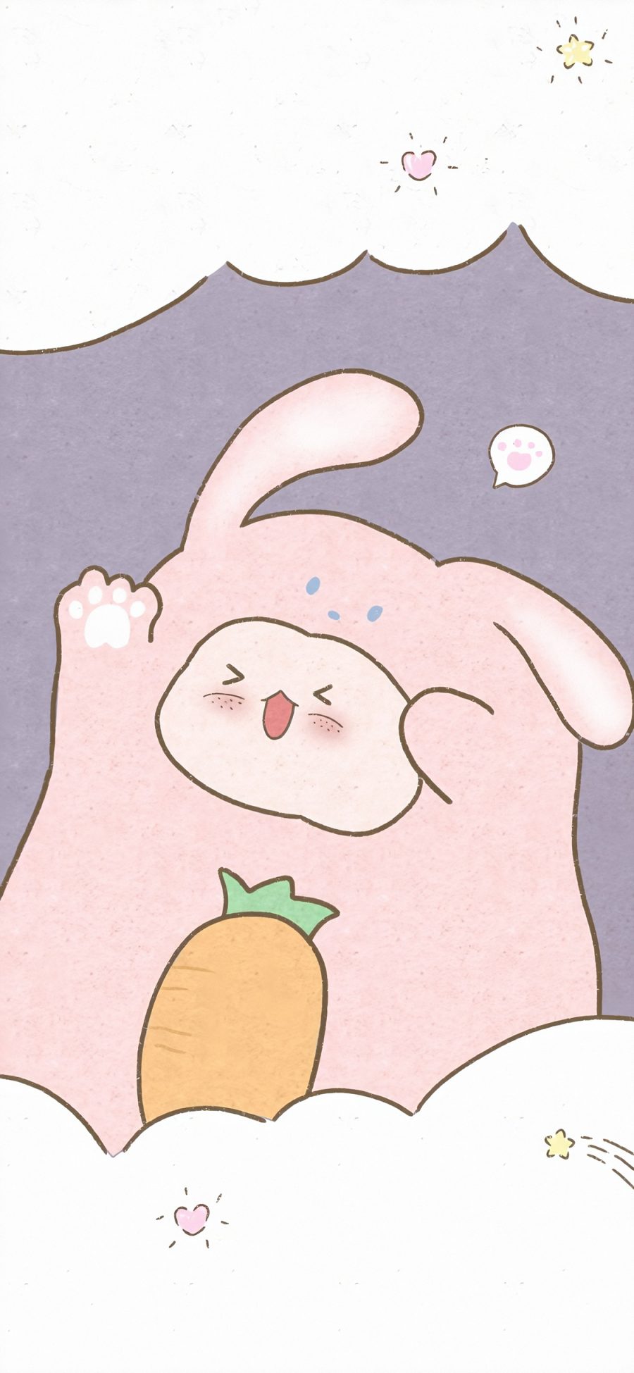 [2436×1125]卡通 小兔子 胡萝卜 粉色（取自微博：寄喜饼给你喔） 苹果手机动漫壁纸图片