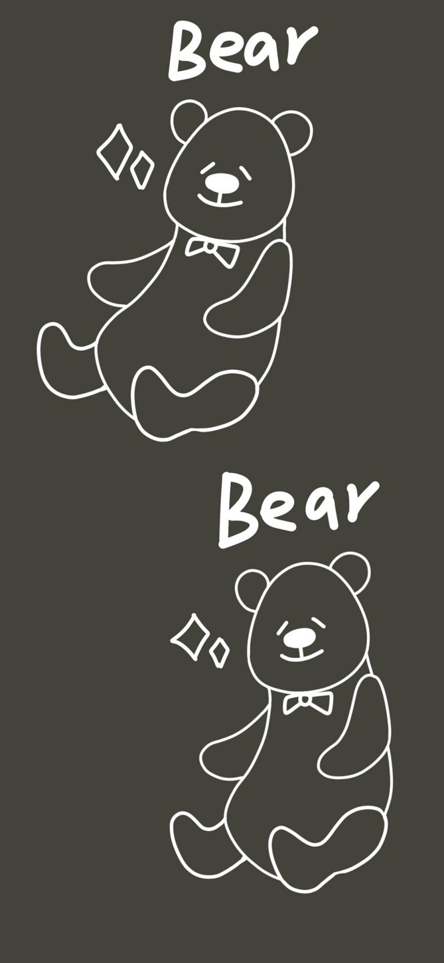 [2436×1125]卡通 小熊 bear 简笔 苹果手机动漫壁纸图片