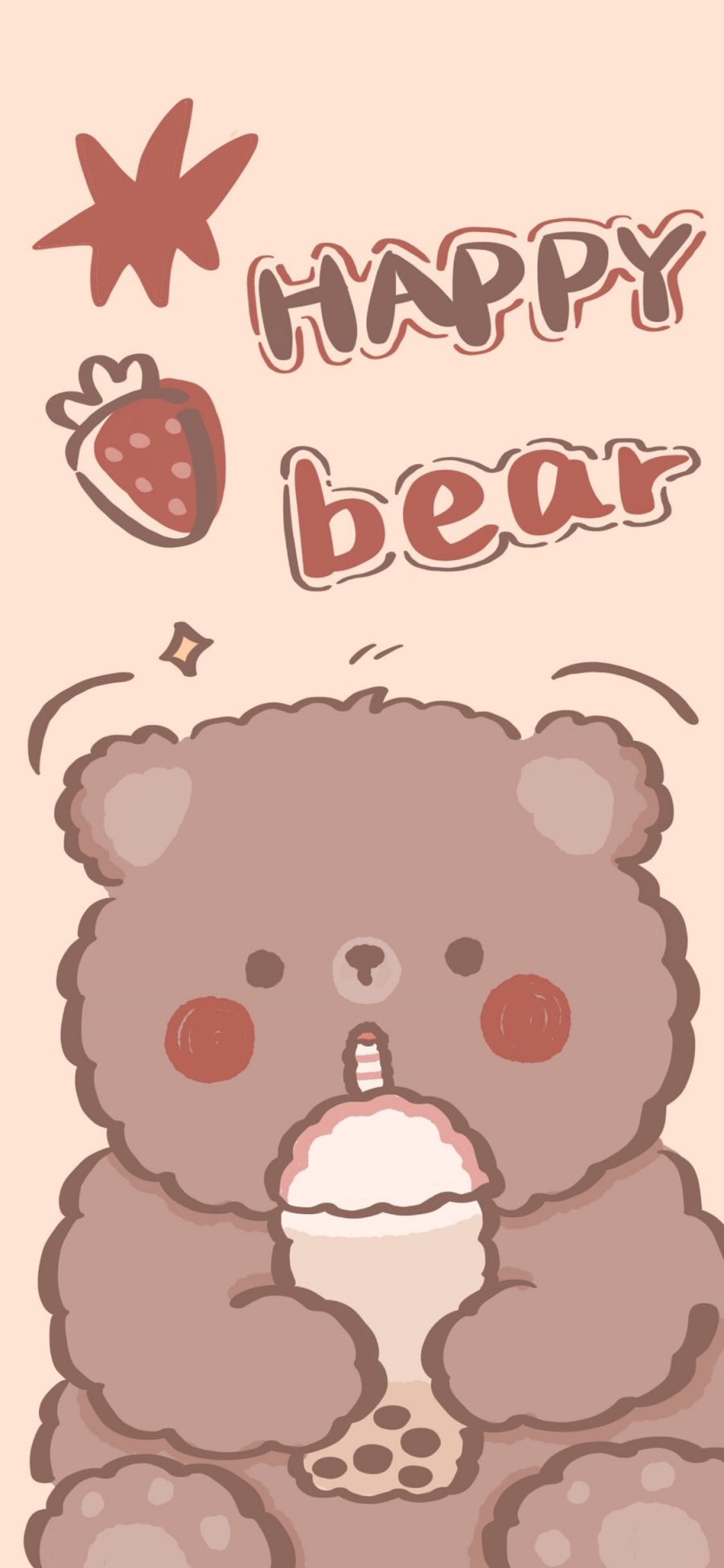 [2436×1125]卡通 小熊 happy bear 苹果手机动漫壁纸图片