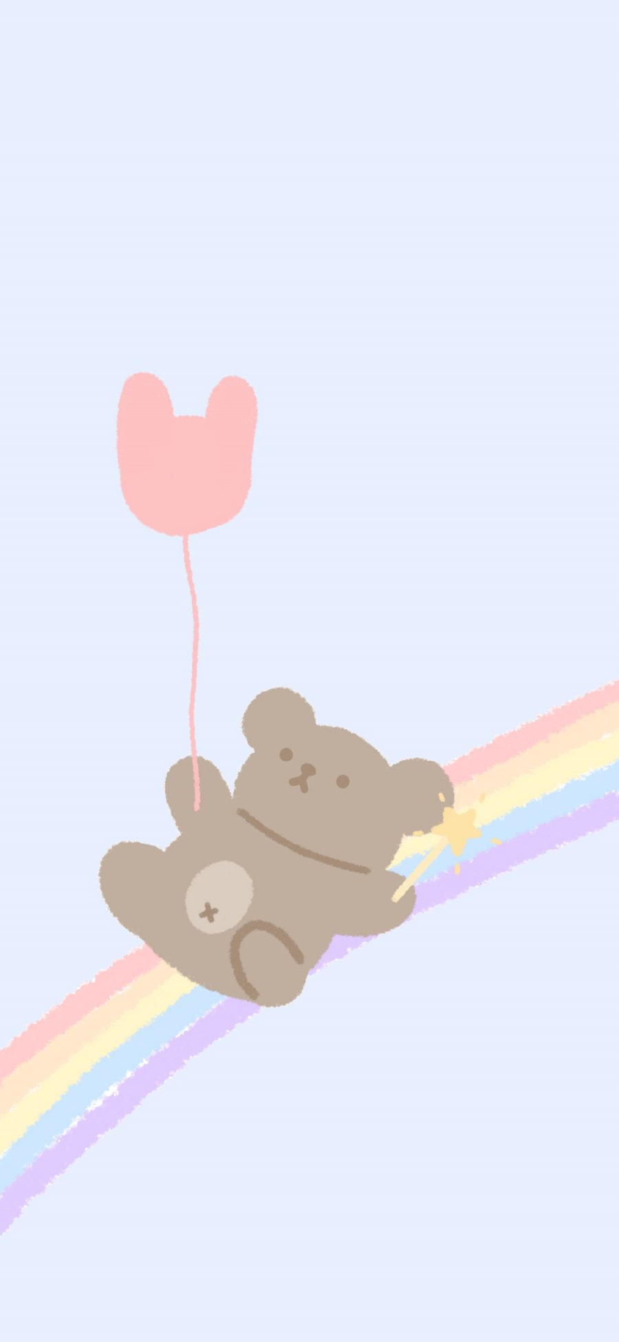 [2436×1125]卡通 小熊 彩虹 可爱（取自微博：小熊代言人） 苹果手机动漫壁纸图片
