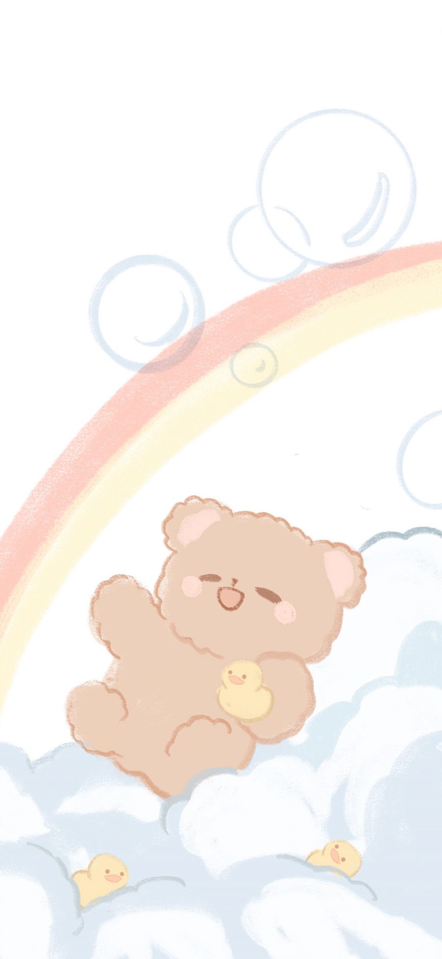 [2436×1125]卡通 小熊 彩虹 泡泡 苹果手机动漫壁纸图片