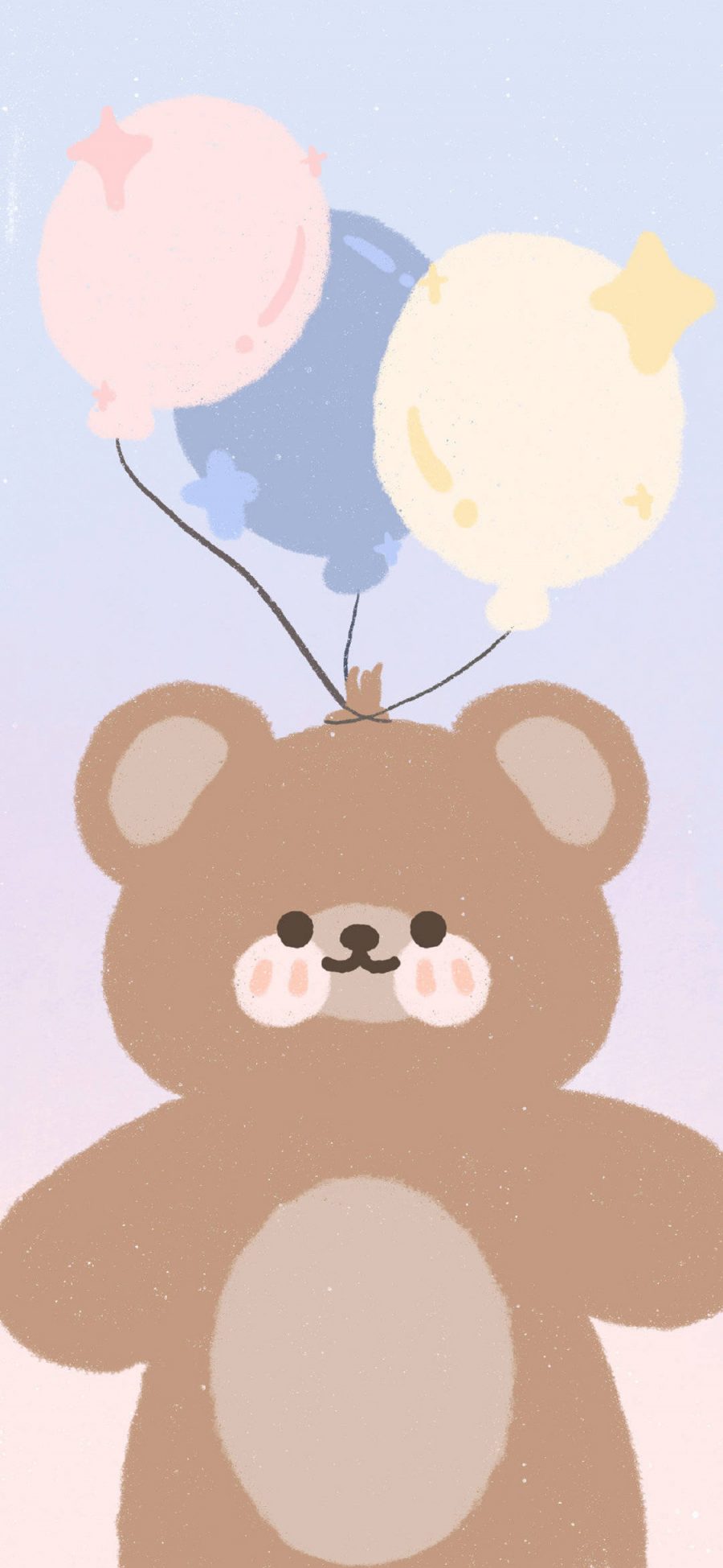 [2436×1125]卡通 小熊 气球 可爱 苹果手机动漫壁纸图片