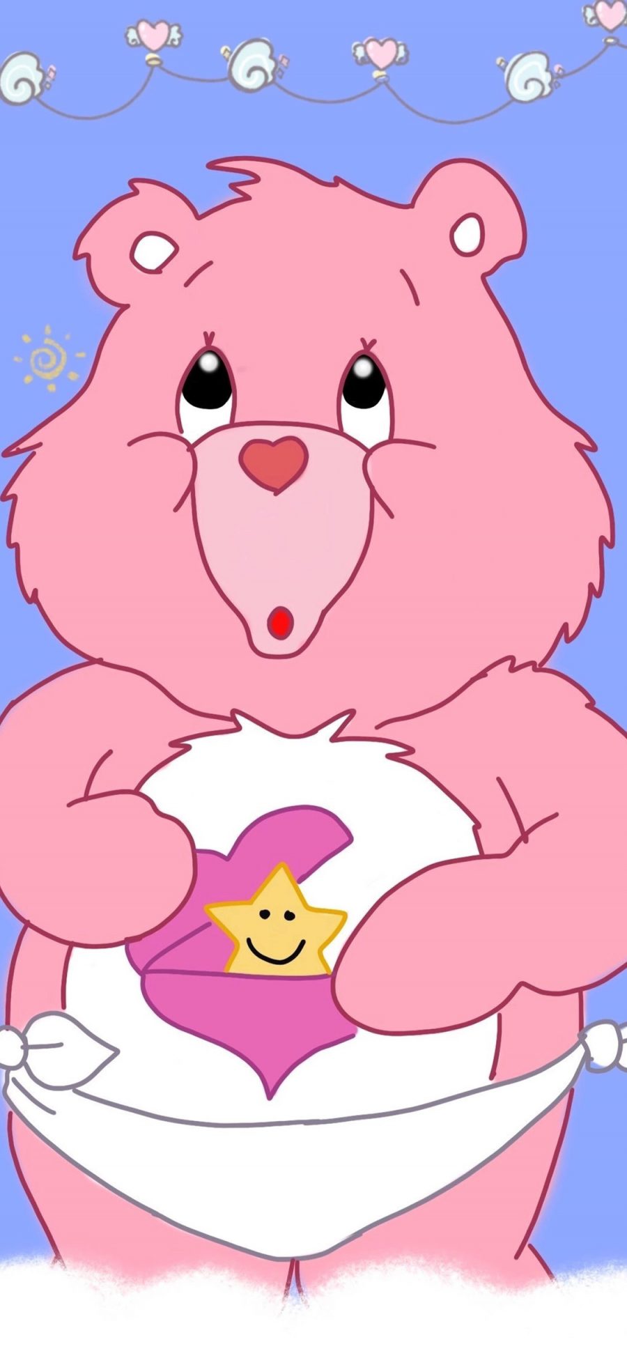 [2436×1125]卡通 小熊 爱心熊 彩虹熊 粉色 苹果手机动漫壁纸图片