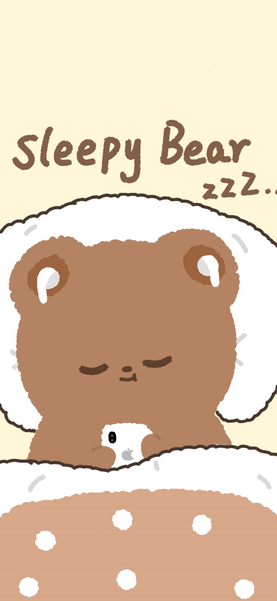 [2436×1125]卡通 小熊 睡觉 sleepy bear（取自微博：小熊犯罪案件） 苹果手机动漫壁纸图片