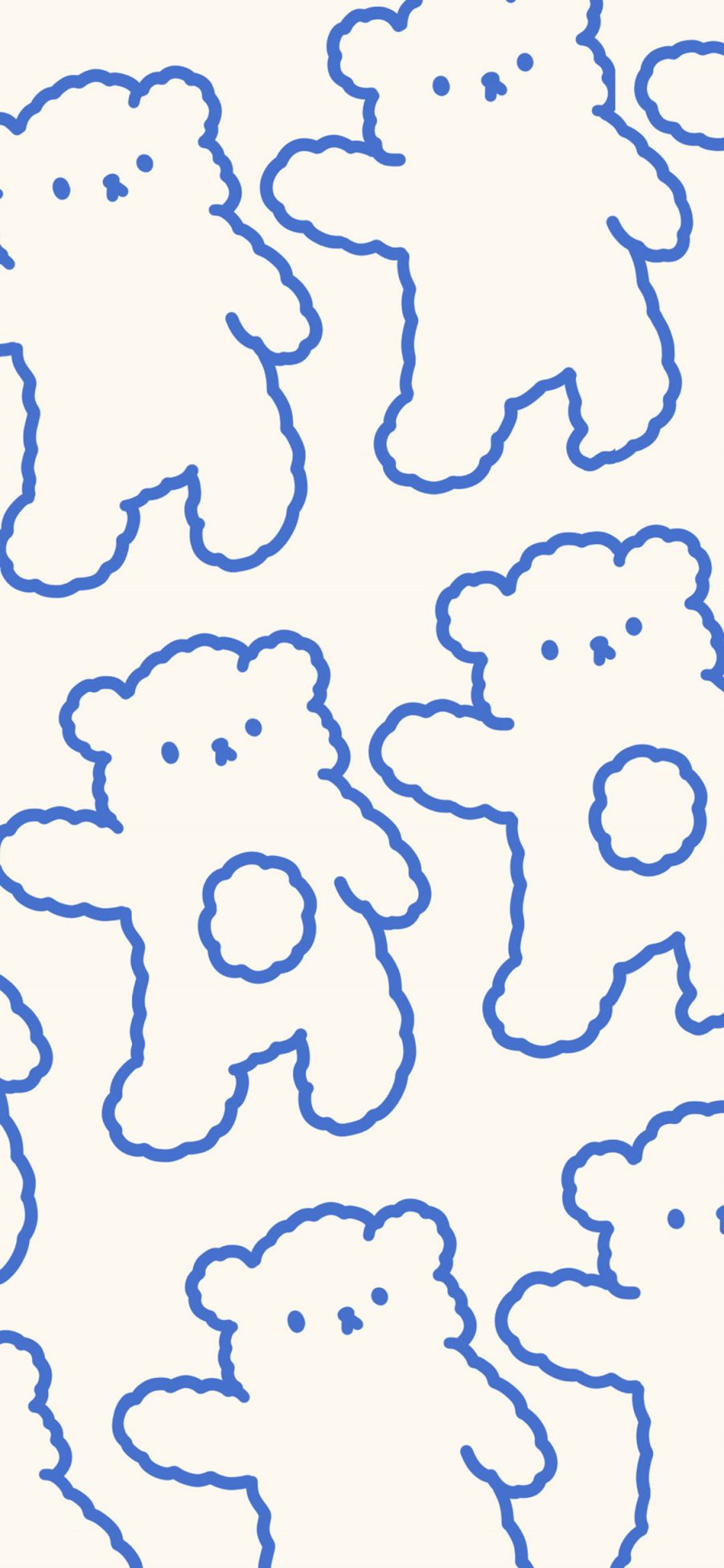 [2436×1125]卡通 小熊 简笔 平铺 苹果手机动漫壁纸图片