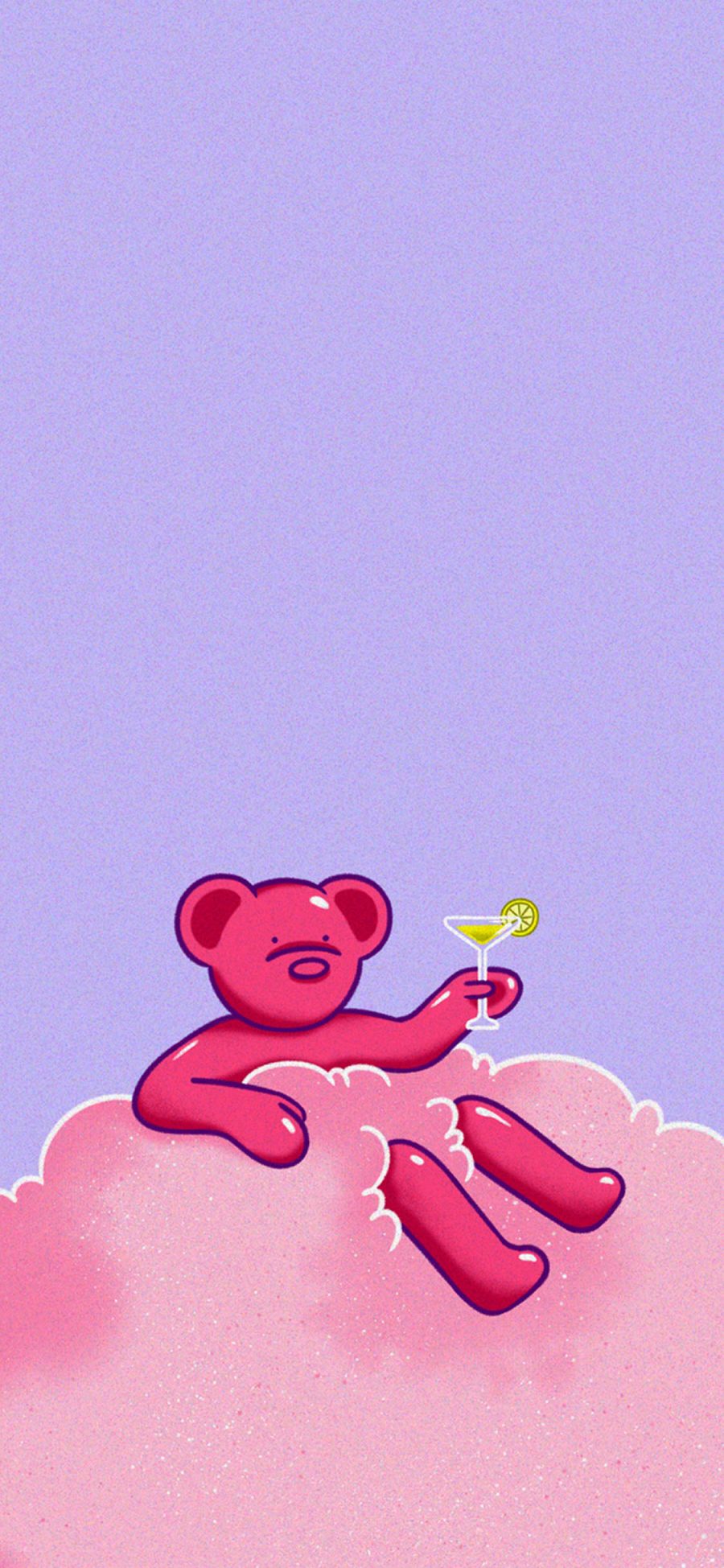 [2436×1125]卡通 小熊 粉色系 柠檬 苹果手机动漫壁纸图片