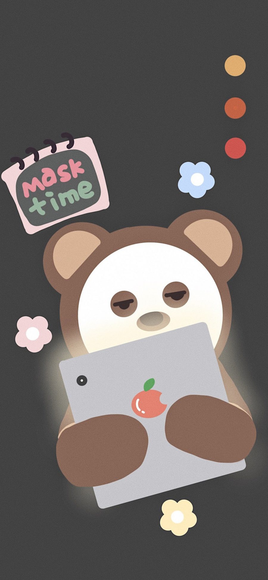 [2436×1125]卡通 小熊 面膜 平板 苹果手机动漫壁纸图片