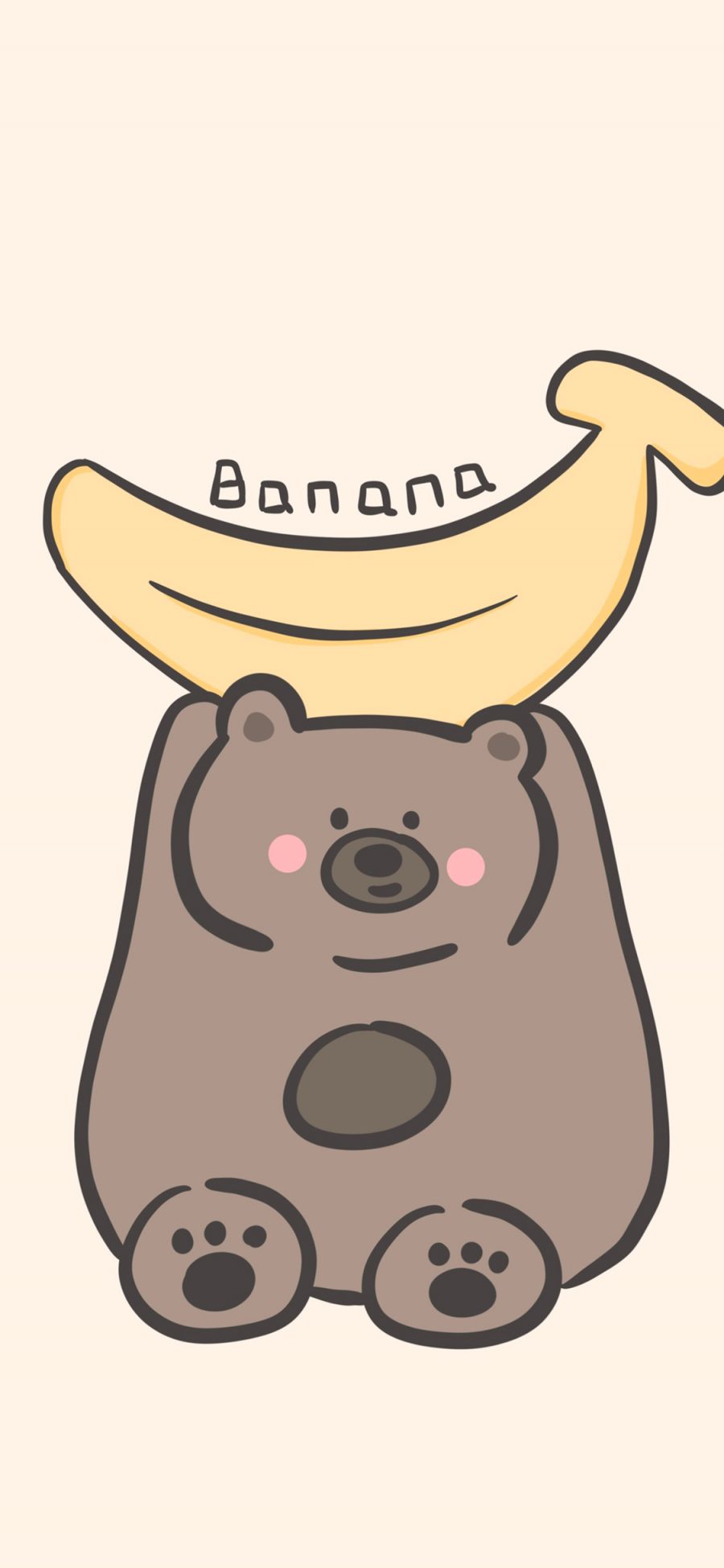 [2436×1125]卡通 小熊 香蕉 banana 苹果手机动漫壁纸图片