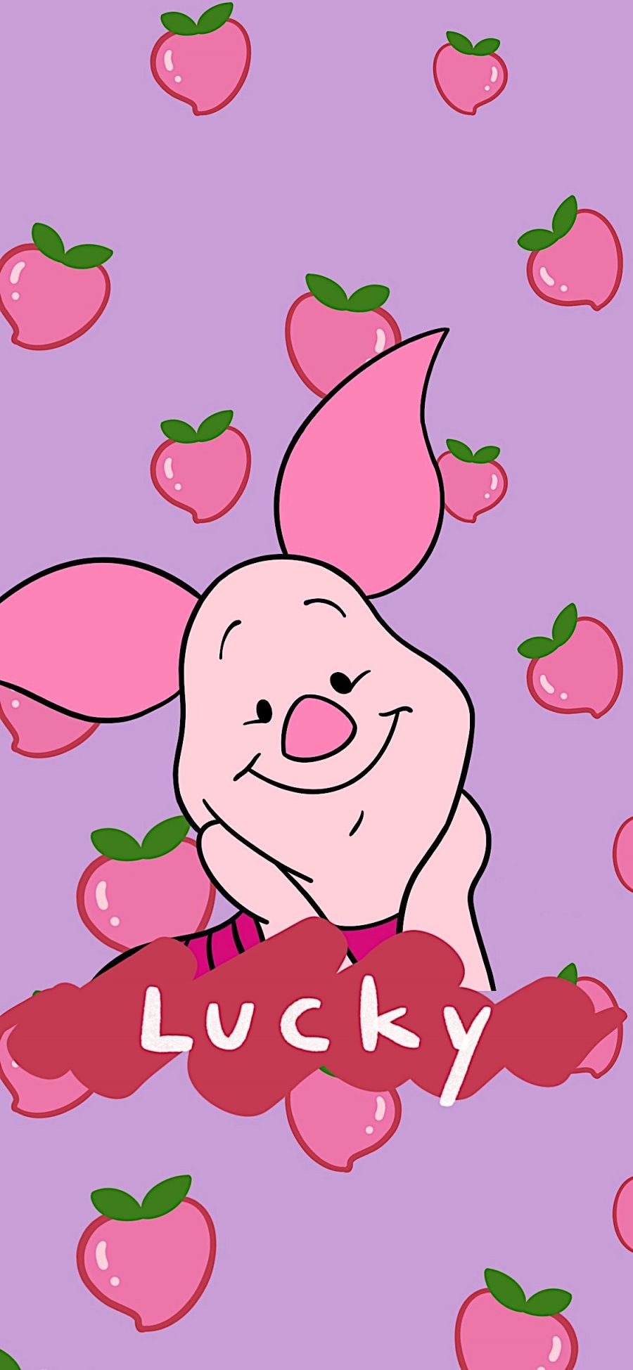 [2436×1125]卡通 小熊维尼 小猪 lucky 苹果手机动漫壁纸图片