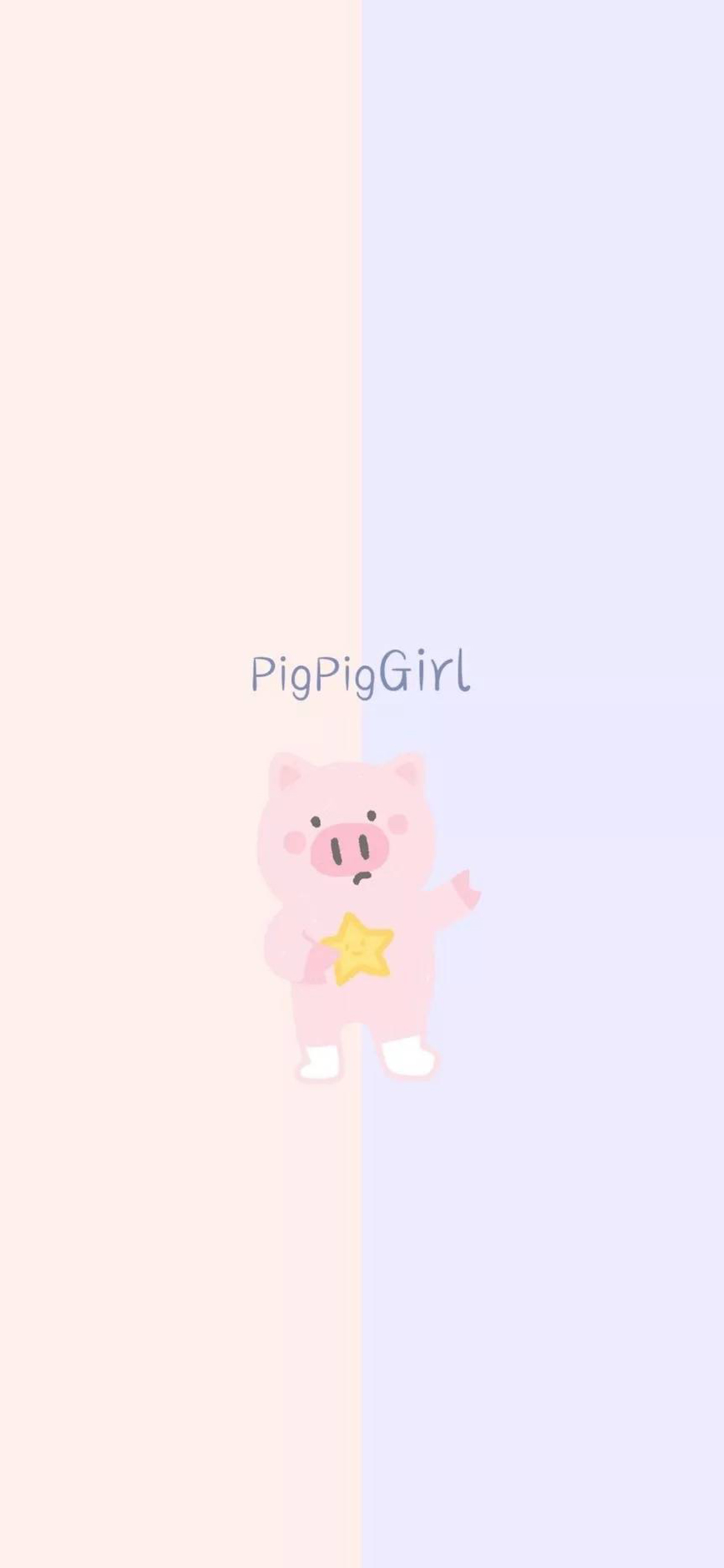 [2436×1125]卡通 小猪 星星 pigpiggirl 苹果手机动漫壁纸图片