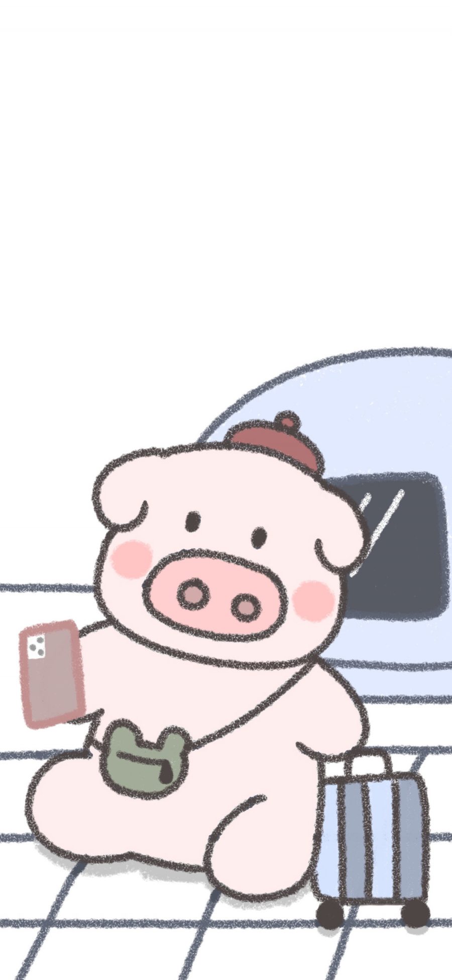 [2436×1125]卡通 小猪 简笔 可爱 苹果手机动漫壁纸图片