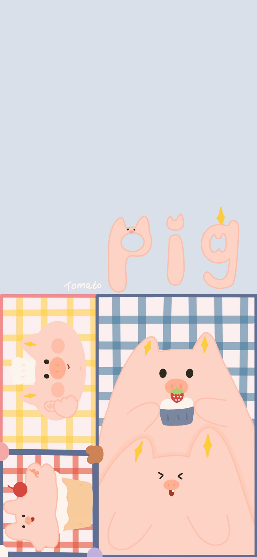 [2436×1125]卡通 小猪 蛋糕 可爱 （取自微博：请你吃番茄呀） 苹果手机动漫壁纸图片