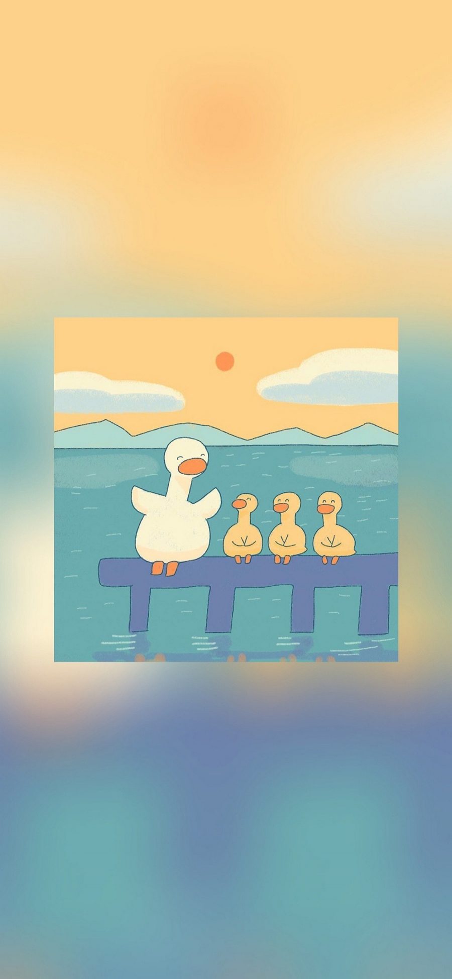 [2436×1125]卡通 小鸭 游泳 可爱 苹果手机动漫壁纸图片