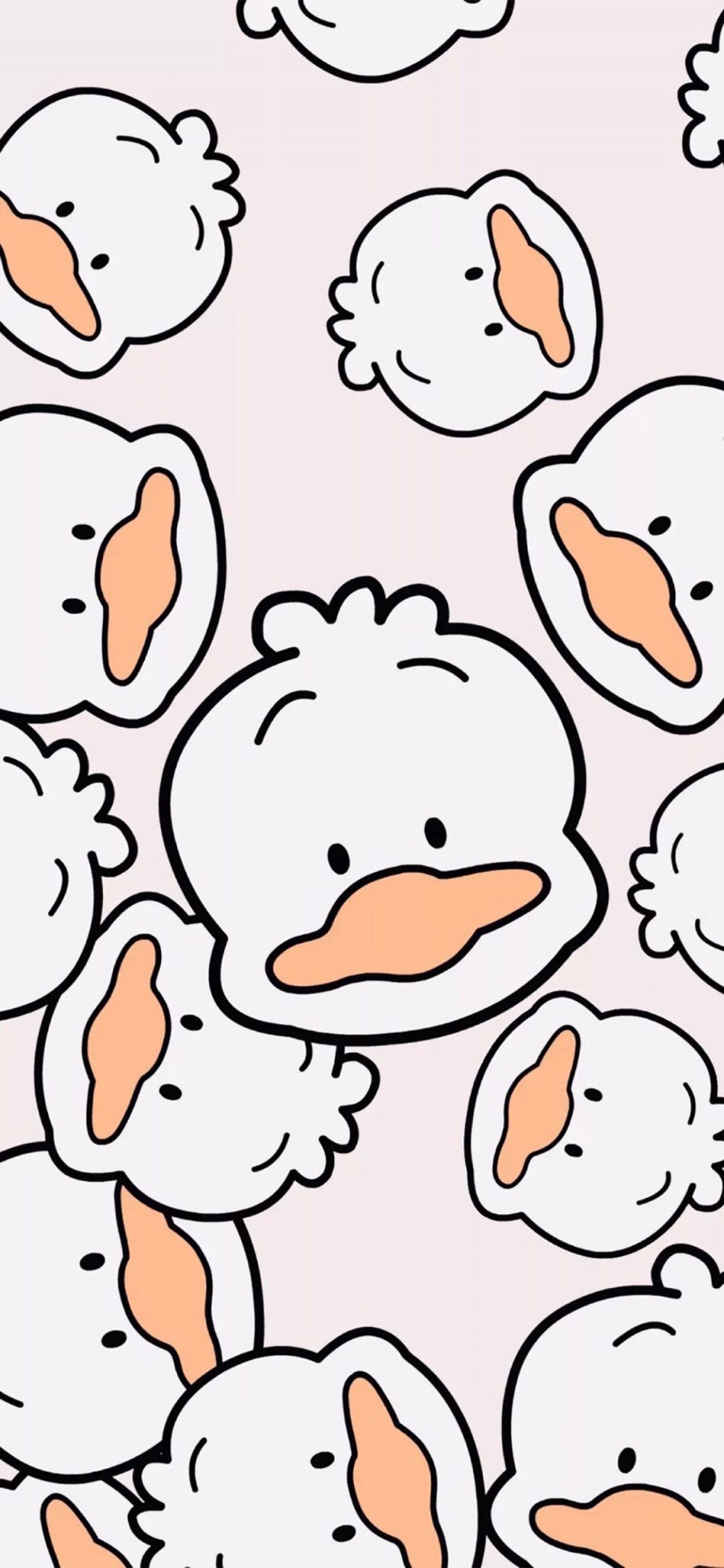 [2436×1125]卡通 小鸭子 白鸭 平铺 苹果手机动漫壁纸图片