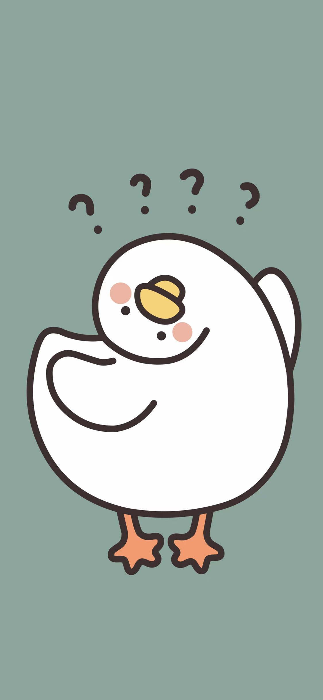 [2436×1125]卡通 小鸭子 问号 歪头 苹果手机动漫壁纸图片