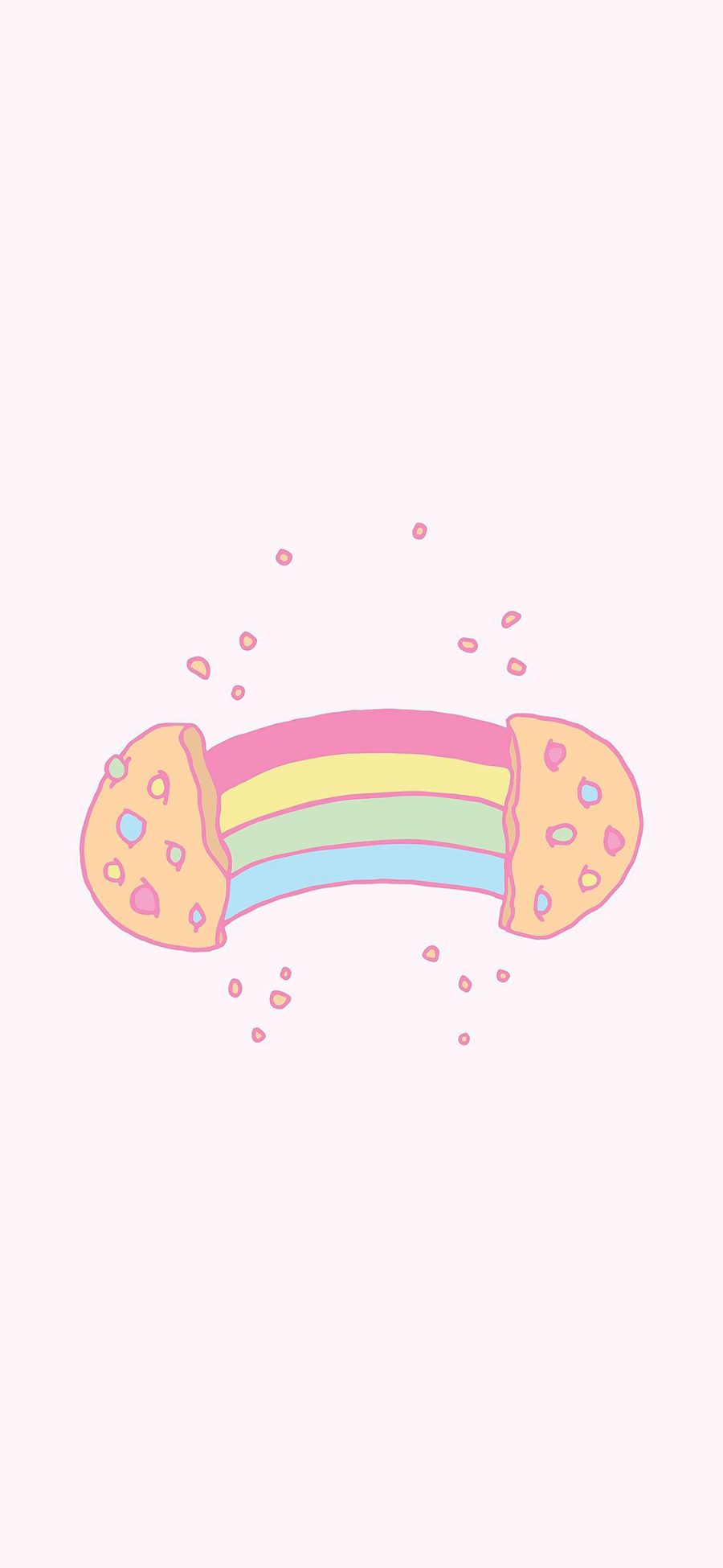 [2436×1125]卡通 彩虹 曲奇 饼干 粉 苹果手机动漫壁纸图片