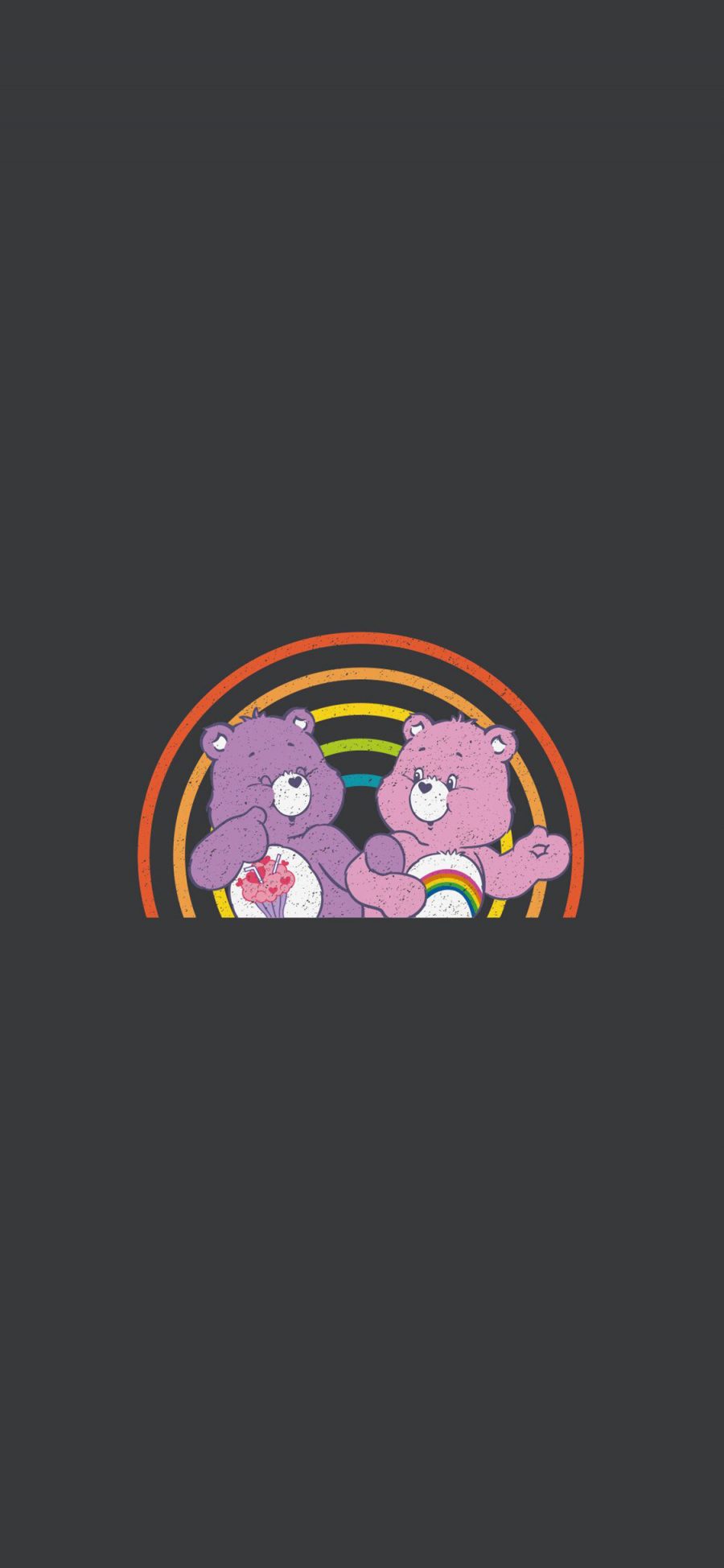 [2436×1125]卡通 彩虹熊 爱心熊 可爱 苹果手机动漫壁纸图片