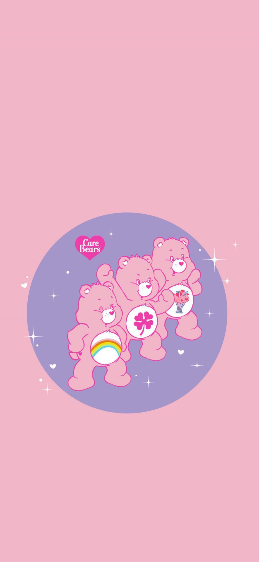 [2436×1125]卡通 彩虹熊 爱心熊 粉色 苹果手机动漫壁纸图片