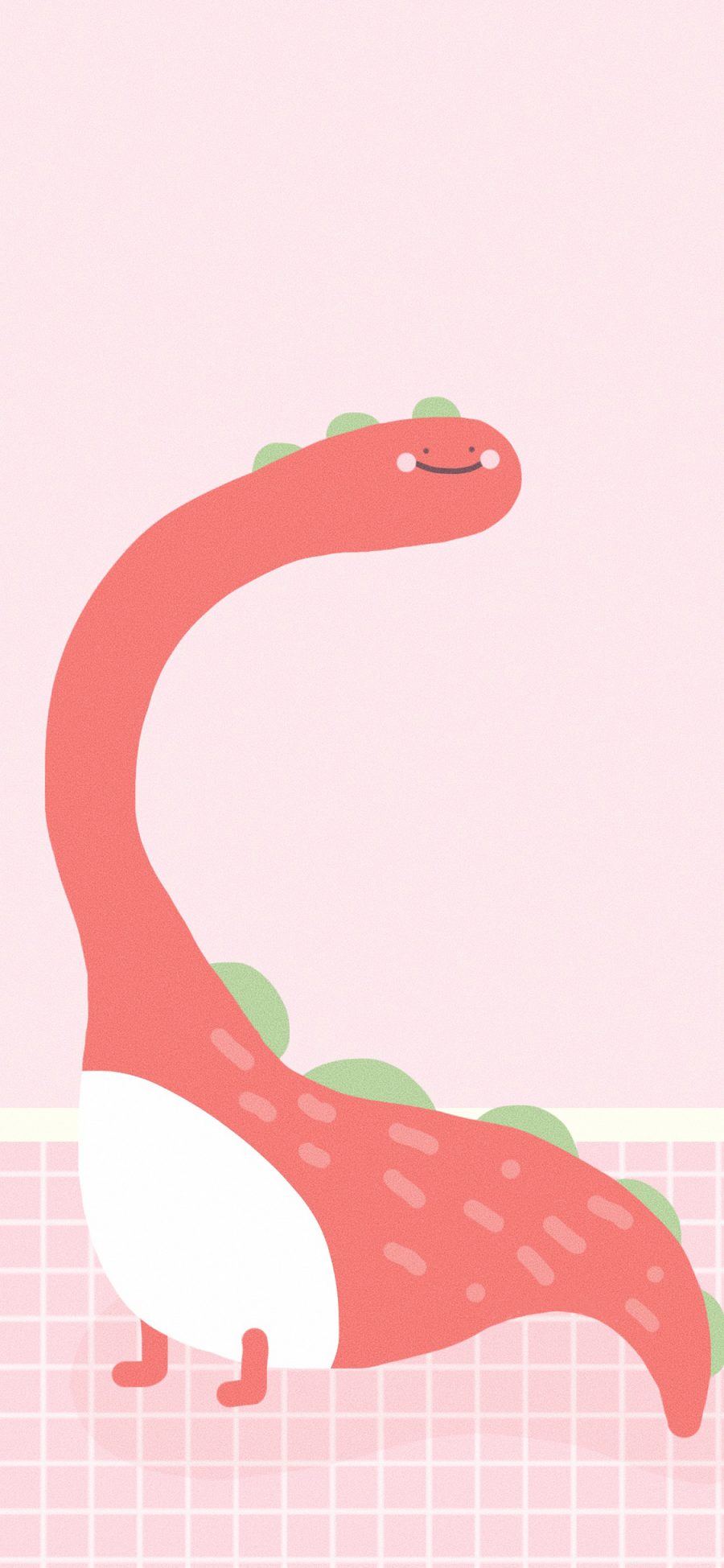 [2436×1125]卡通 恐龙 粉色 可爱（取自微博：_magua） 苹果手机动漫壁纸图片
