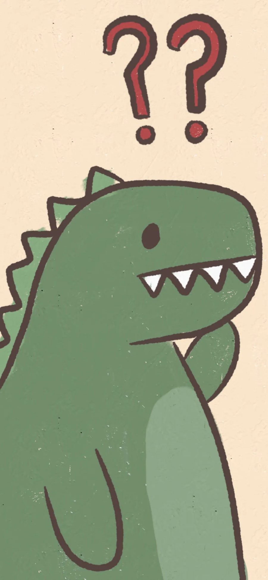 [2436×1125]卡通 恐龙 问号 可爱 苹果手机动漫壁纸图片