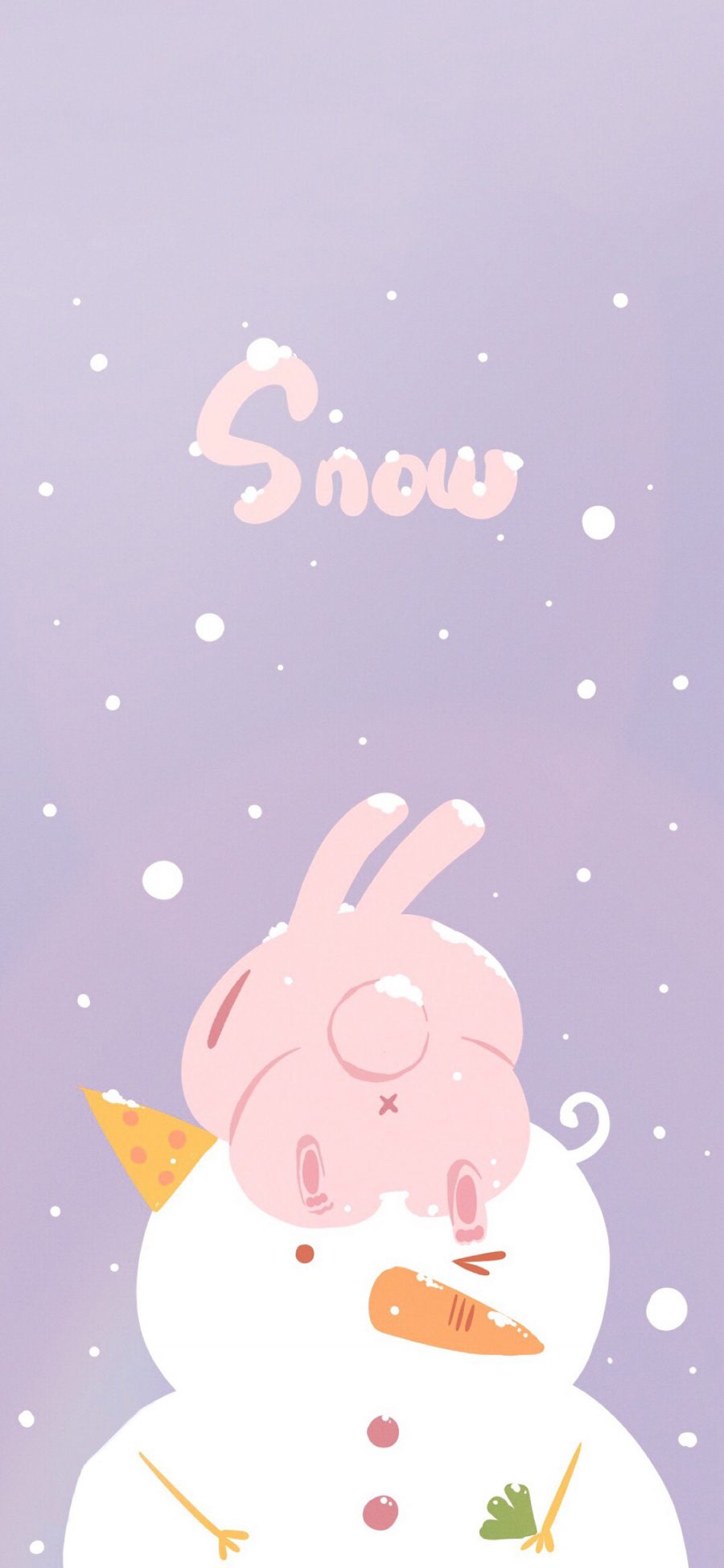[2436×1125]卡通 插图 兔子 雪人 苹果手机动漫壁纸图片