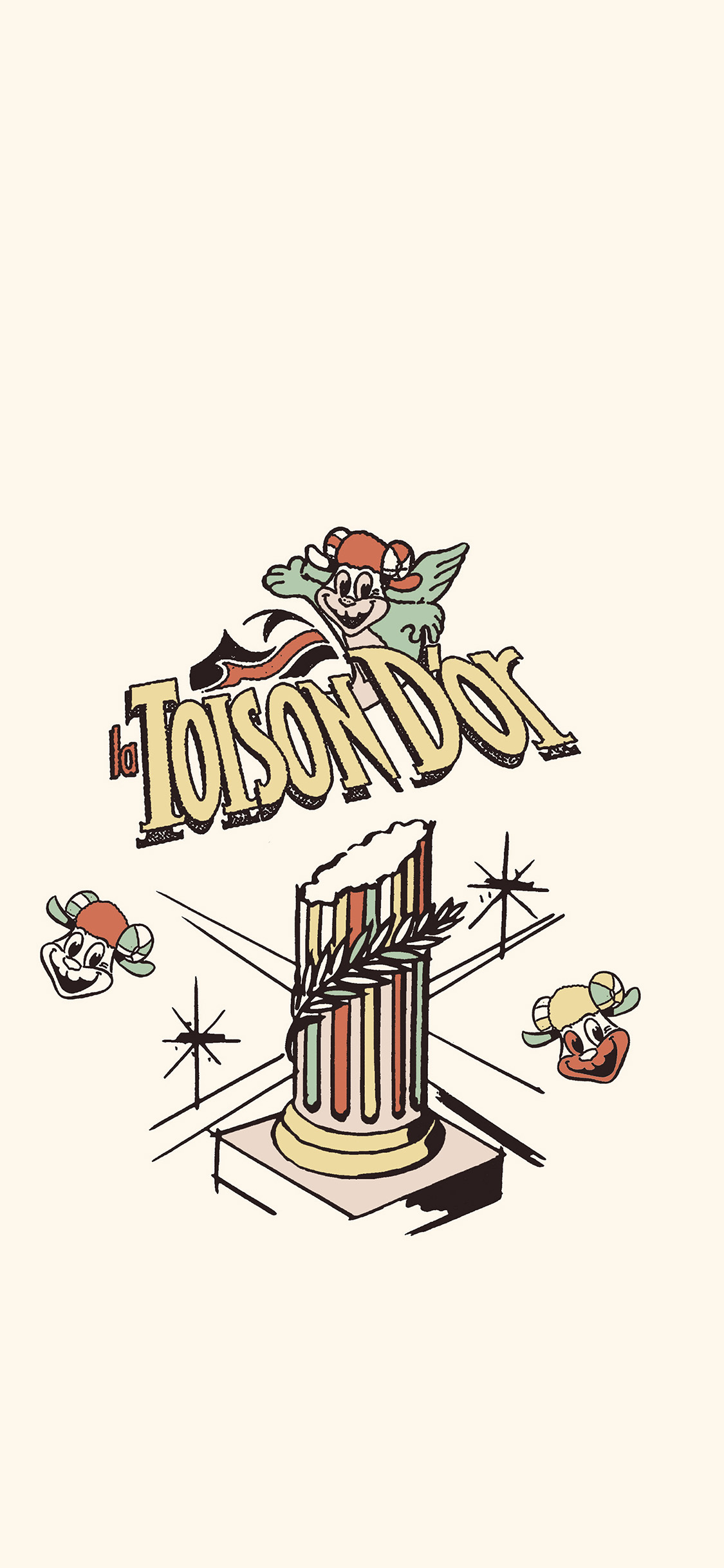 [2436×1125]卡通 插图 柱子 TOISONDOR 苹果手机动漫壁纸图片