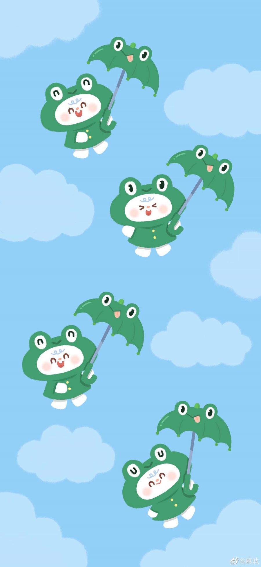 [2436×1125]卡通 插图 萌物 青蛙 苹果手机动漫壁纸图片