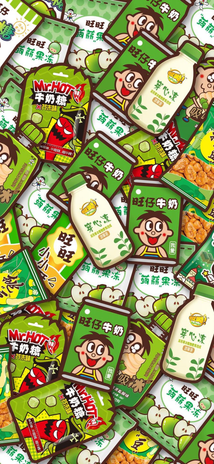 [2436×1125]卡通 旺仔 零食 品牌 牛奶 果冻 苹果手机动漫壁纸图片